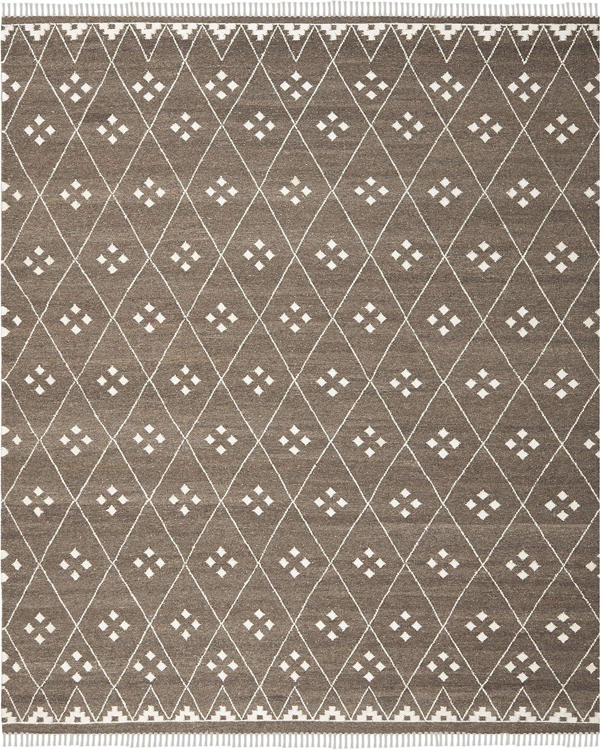 image:imageSAFAVIEH Natural Kilim Collection Area Rug 5 x 8 Natural amp Ivory Handmade Moroccan Boho Tribal Wool amp Viscose Ideal for High Traffic Areas in Living Room Bedroom NKM316BBrownIvory