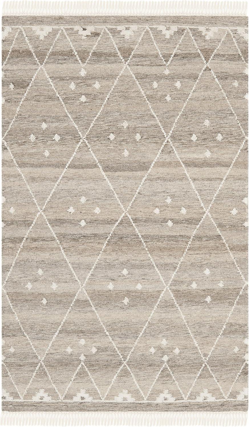 image:imageSAFAVIEH Natural Kilim Collection Area Rug 5 x 8 Natural amp Ivory Handmade Moroccan Boho Tribal Wool amp Viscose Ideal for High Traffic Areas in Living Room Bedroom NKM316BNaturalIvory