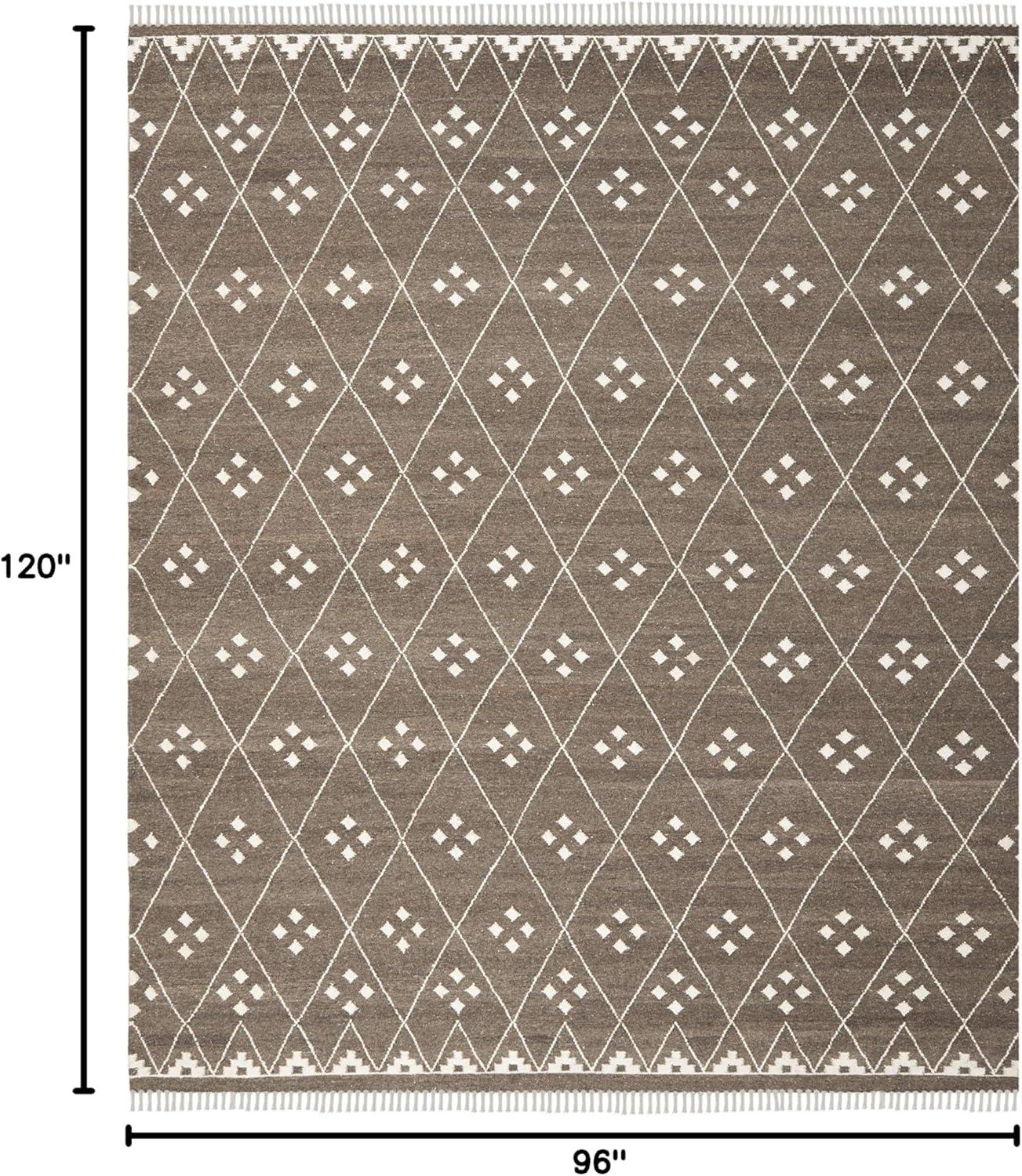 image:imageSAFAVIEH Natural Kilim Collection Area Rug 5 x 8 Natural amp Ivory Handmade Moroccan Boho Tribal Wool amp Viscose Ideal for High Traffic Areas in Living Room Bedroom NKM316BBrownIvory