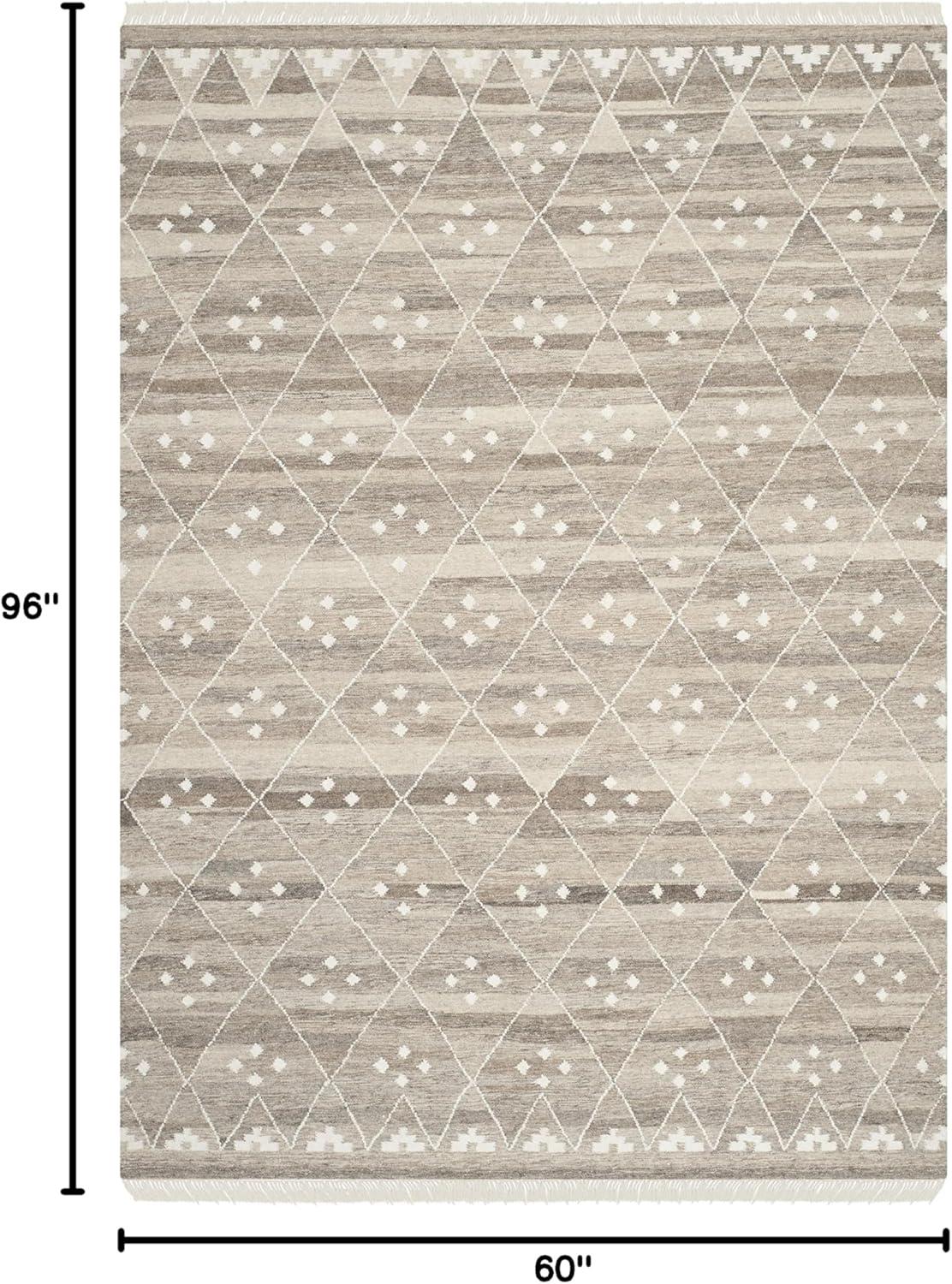 image:imageSAFAVIEH Natural Kilim Collection Area Rug 5 x 8 Natural amp Ivory Handmade Moroccan Boho Tribal Wool amp Viscose Ideal for High Traffic Areas in Living Room Bedroom NKM316BNaturalIvory