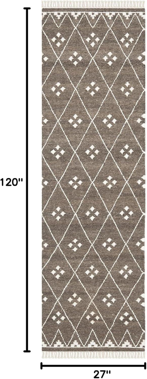 image:imageSAFAVIEH Natural Kilim Collection Area Rug 5 x 8 Natural amp Ivory Handmade Moroccan Boho Tribal Wool amp Viscose Ideal for High Traffic Areas in Living Room Bedroom NKM316BBrownIvory