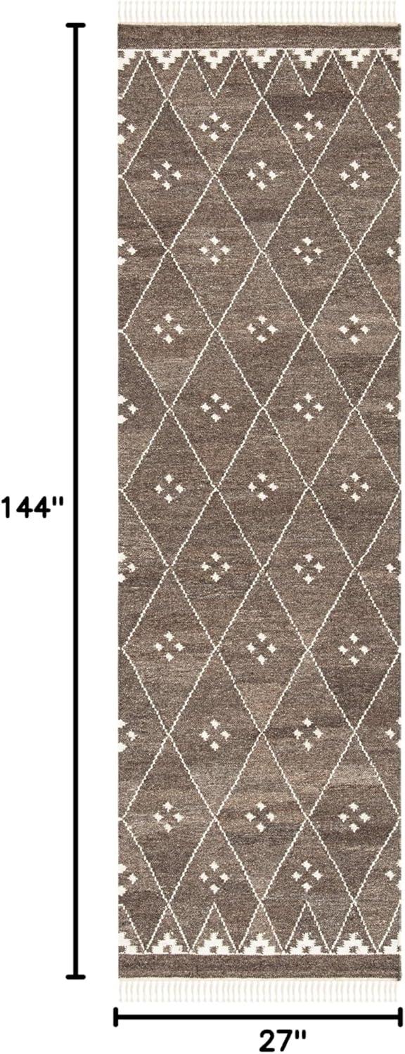 image:imageSAFAVIEH Natural Kilim Collection Area Rug 5 x 8 Natural amp Ivory Handmade Moroccan Boho Tribal Wool amp Viscose Ideal for High Traffic Areas in Living Room Bedroom NKM316BBrownIvory
