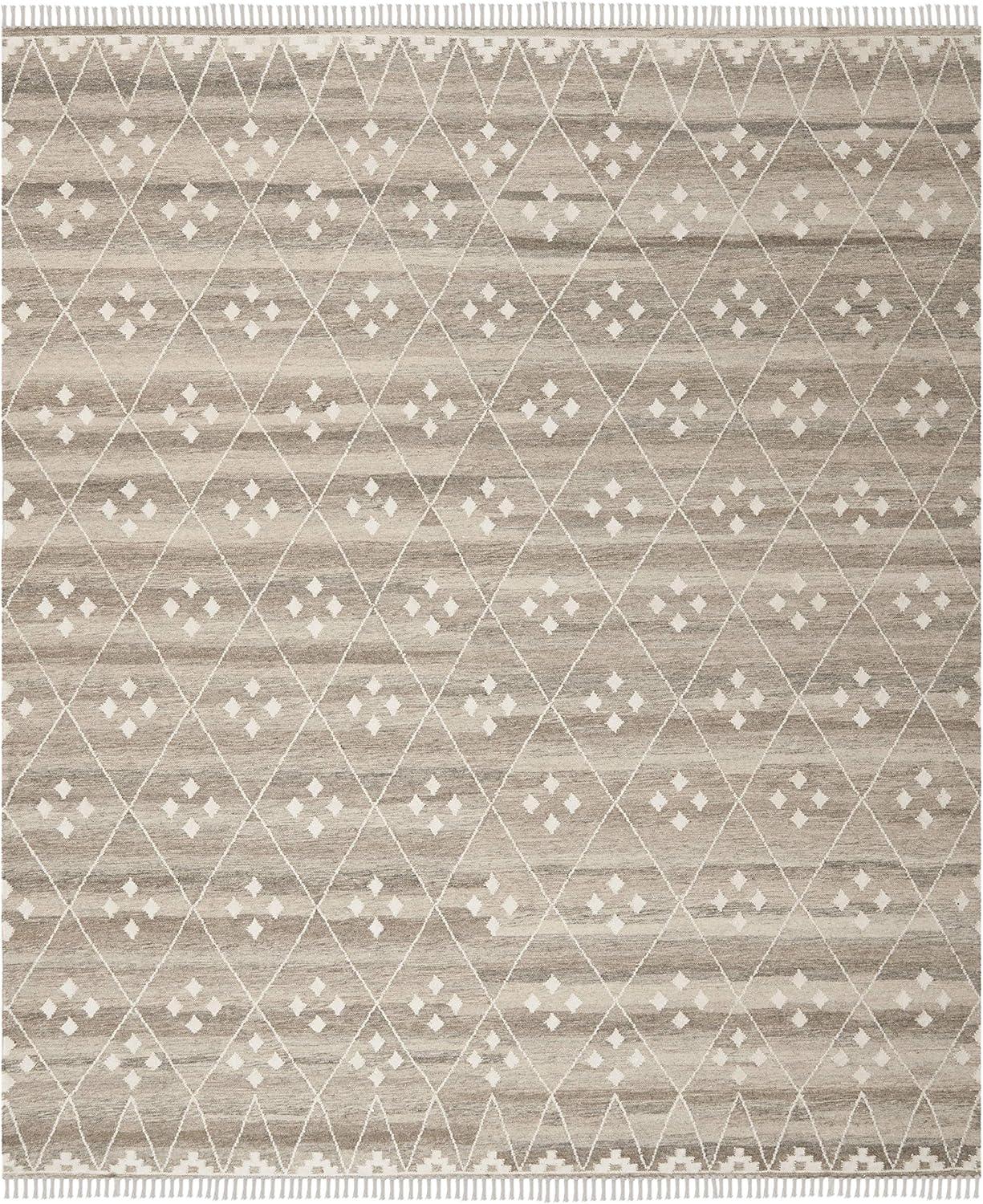 image:imageSAFAVIEH Natural Kilim Collection Area Rug 5 x 8 Natural amp Ivory Handmade Moroccan Boho Tribal Wool amp Viscose Ideal for High Traffic Areas in Living Room Bedroom NKM316BNaturalIvory