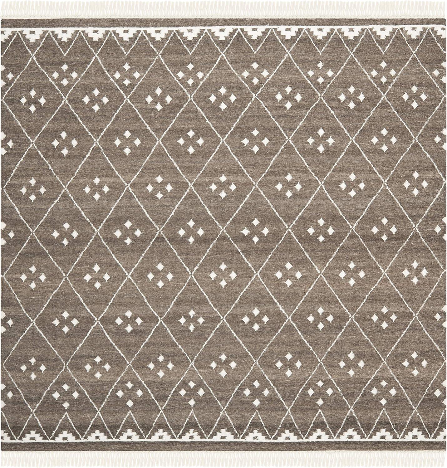 image:imageSAFAVIEH Natural Kilim Collection Area Rug 5 x 8 Natural amp Ivory Handmade Moroccan Boho Tribal Wool amp Viscose Ideal for High Traffic Areas in Living Room Bedroom NKM316BBrownIvory