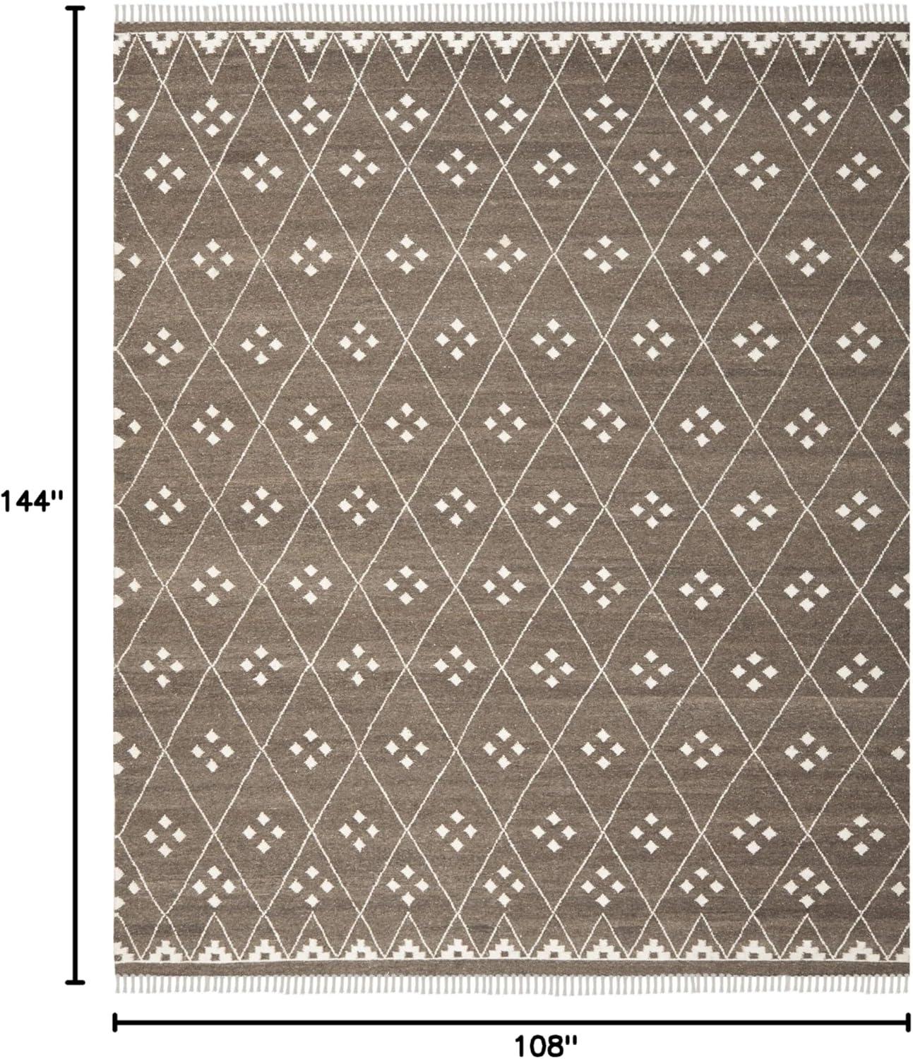 image:imageSAFAVIEH Natural Kilim Collection Area Rug 5 x 8 Natural amp Ivory Handmade Moroccan Boho Tribal Wool amp Viscose Ideal for High Traffic Areas in Living Room Bedroom NKM316BBrownIvory