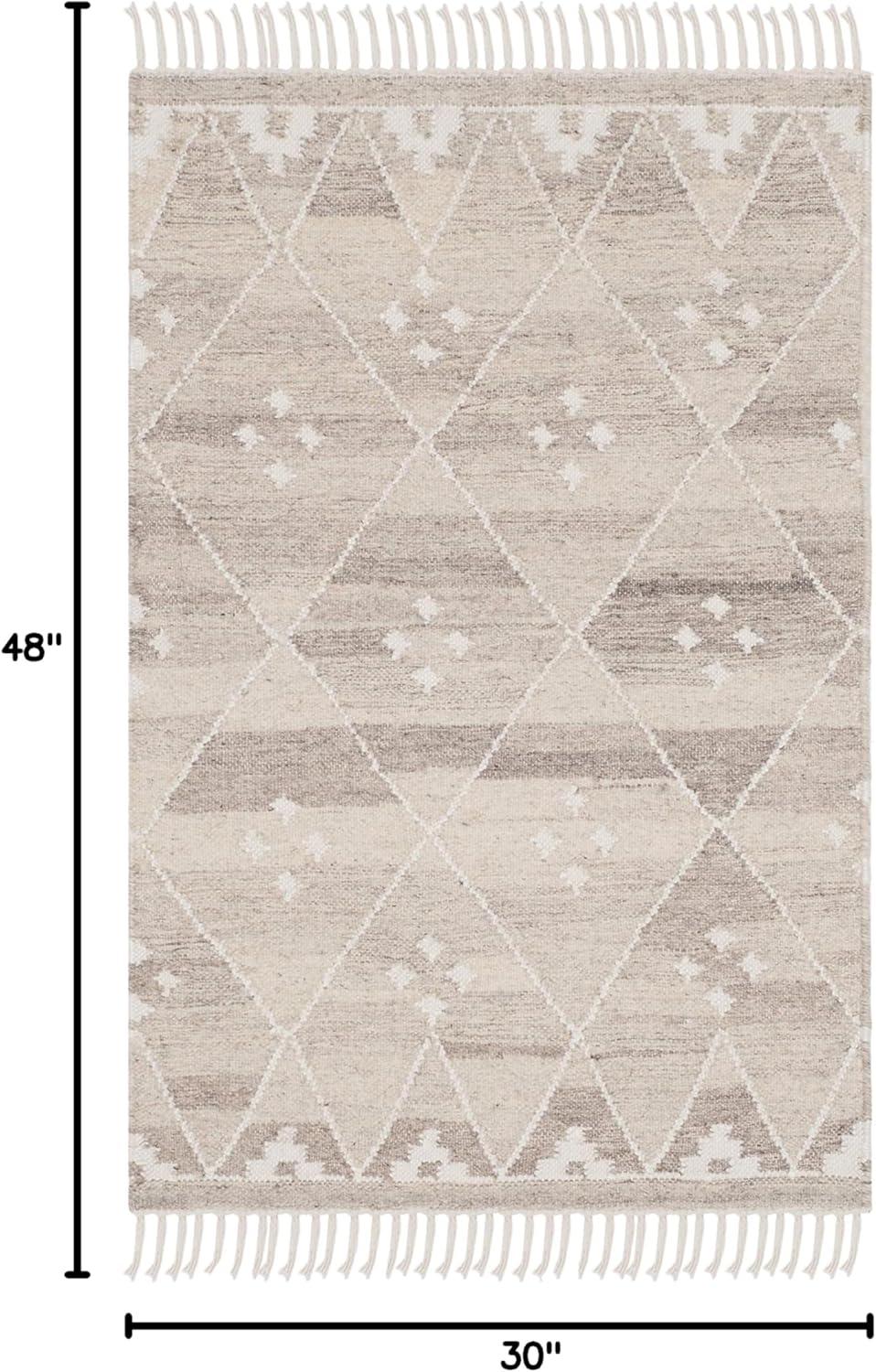image:imageSAFAVIEH Natural Kilim Collection Area Rug 5 x 8 Natural amp Ivory Handmade Moroccan Boho Tribal Wool amp Viscose Ideal for High Traffic Areas in Living Room Bedroom NKM316BNaturalIvory