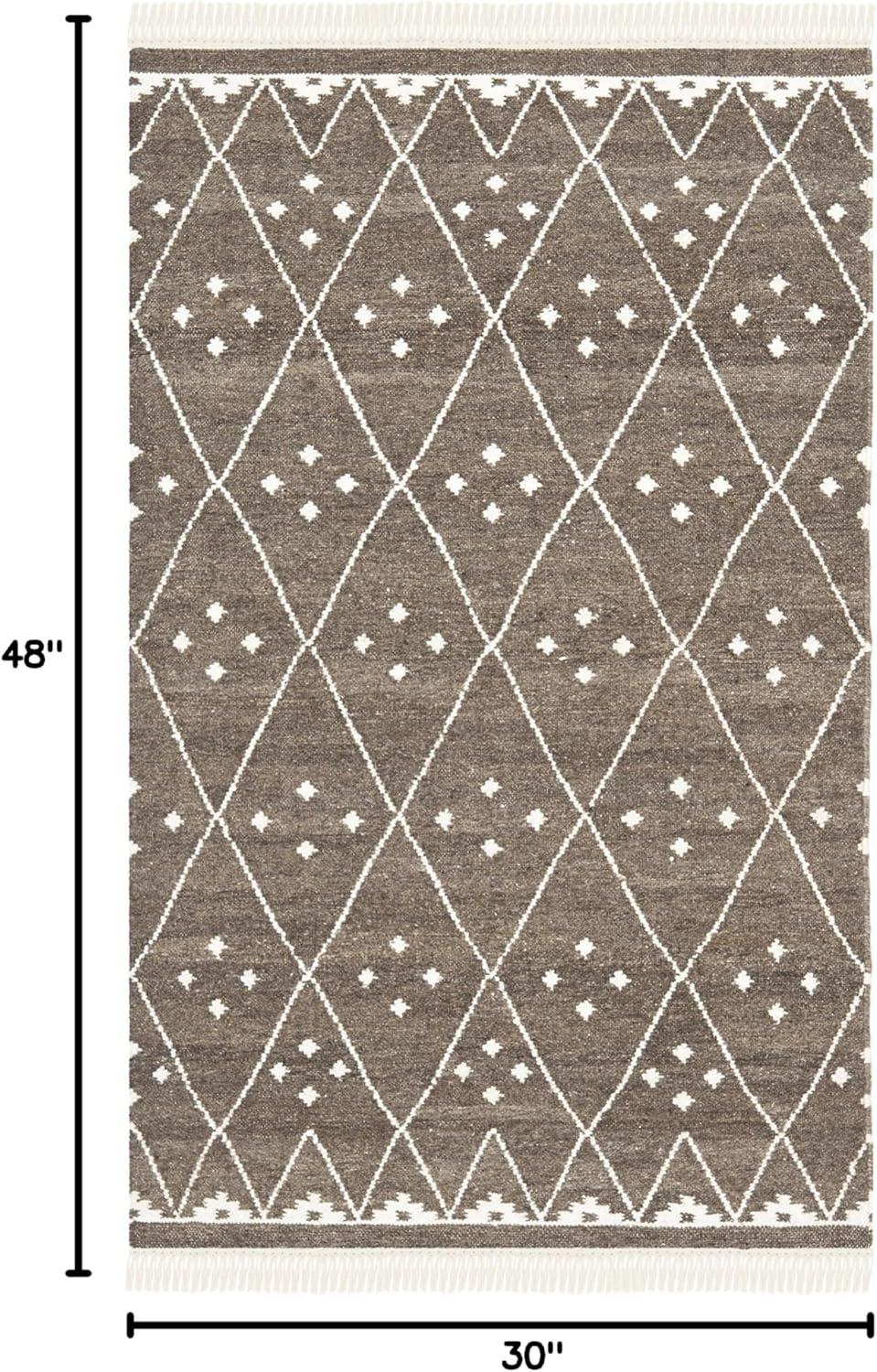 image:imageSAFAVIEH Natural Kilim Collection Area Rug 5 x 8 Natural amp Ivory Handmade Moroccan Boho Tribal Wool amp Viscose Ideal for High Traffic Areas in Living Room Bedroom NKM316BBrownIvory