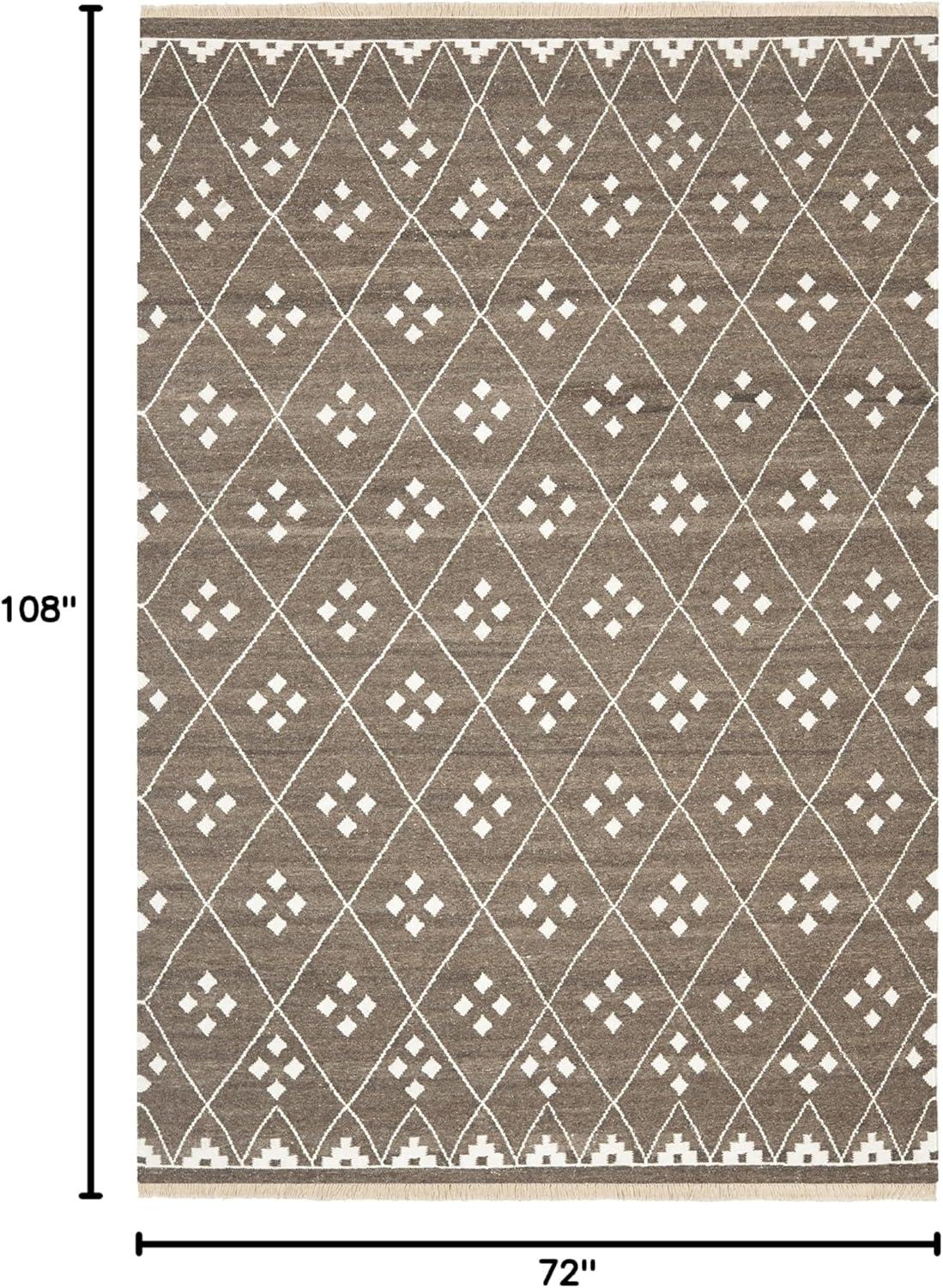 image:imageSAFAVIEH Natural Kilim Collection Area Rug 5 x 8 Natural amp Ivory Handmade Moroccan Boho Tribal Wool amp Viscose Ideal for High Traffic Areas in Living Room Bedroom NKM316BBrownIvory