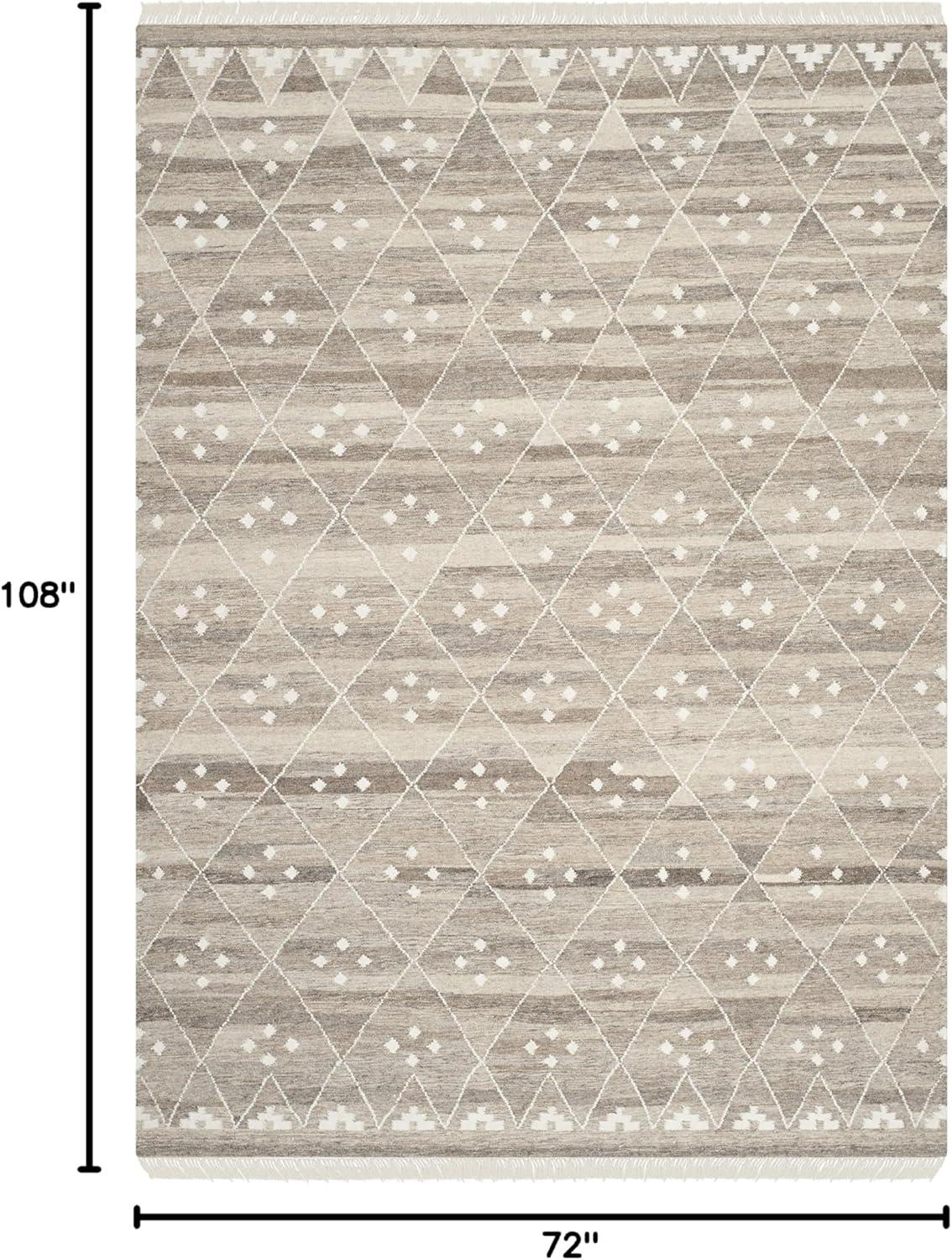 image:imageSAFAVIEH Natural Kilim Collection Area Rug 5 x 8 Natural amp Ivory Handmade Moroccan Boho Tribal Wool amp Viscose Ideal for High Traffic Areas in Living Room Bedroom NKM316BNaturalIvory
