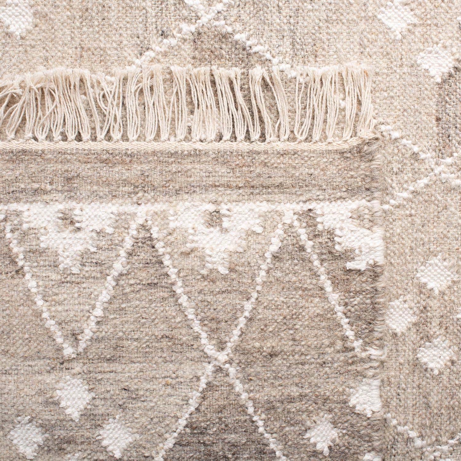image:imageSAFAVIEH Natural Kilim Collection Area Rug 5 x 8 Natural amp Ivory Handmade Moroccan Boho Tribal Wool amp Viscose Ideal for High Traffic Areas in Living Room Bedroom NKM316BNaturalIvory