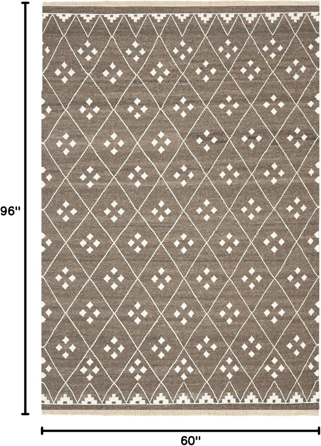 image:imageSAFAVIEH Natural Kilim Collection Area Rug 5 x 8 Natural amp Ivory Handmade Moroccan Boho Tribal Wool amp Viscose Ideal for High Traffic Areas in Living Room Bedroom NKM316BBrownIvory