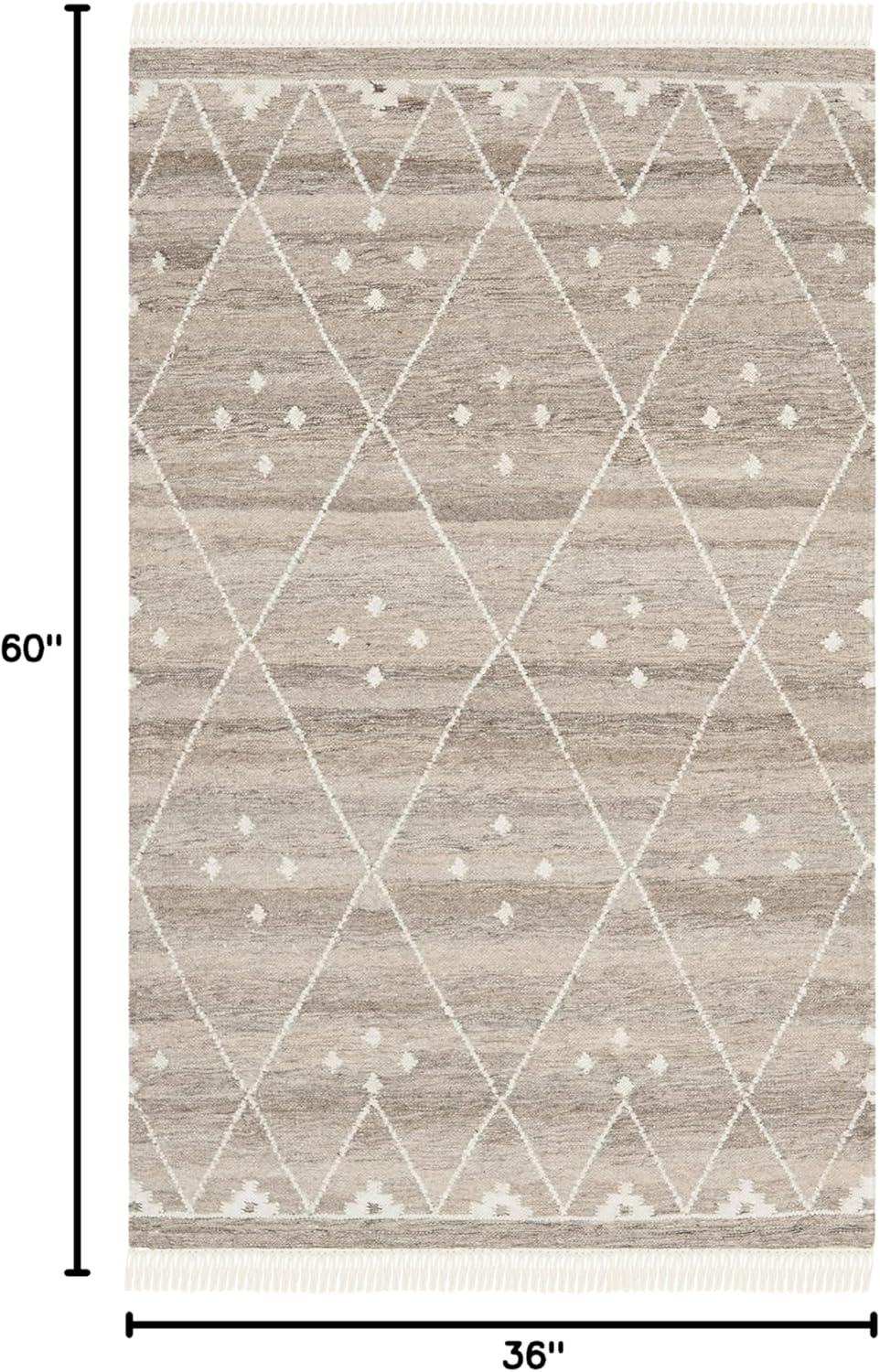 image:imageSAFAVIEH Natural Kilim Collection Area Rug 5 x 8 Natural amp Ivory Handmade Moroccan Boho Tribal Wool amp Viscose Ideal for High Traffic Areas in Living Room Bedroom NKM316BNaturalIvory
