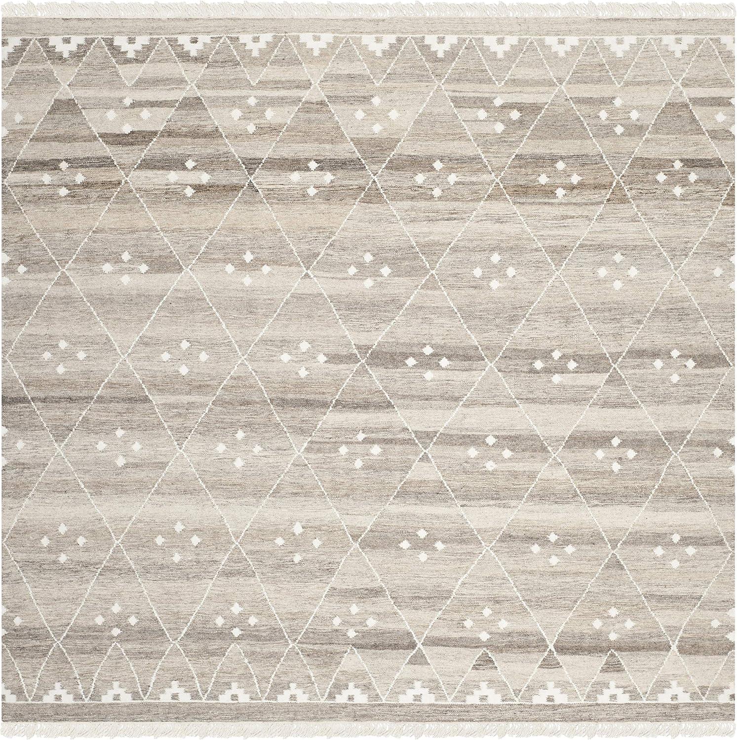 image:imageSAFAVIEH Natural Kilim Collection Area Rug 5 x 8 Natural amp Ivory Handmade Moroccan Boho Tribal Wool amp Viscose Ideal for High Traffic Areas in Living Room Bedroom NKM316BNaturalIvory