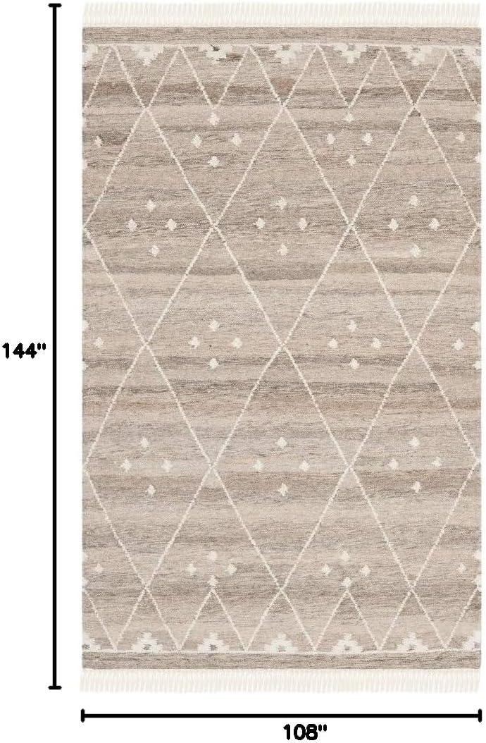 image:imageSAFAVIEH Natural Kilim Collection Area Rug 5 x 8 Natural amp Ivory Handmade Moroccan Boho Tribal Wool amp Viscose Ideal for High Traffic Areas in Living Room Bedroom NKM316BNaturalIvory
