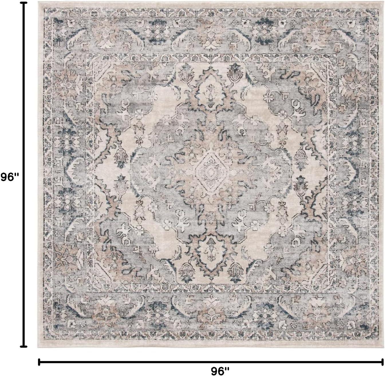 image:imageSAFAVIEH Oregon Collection Area Rug 8 x 10 Beige amp Grey Oriental Distressed Design NonShedding amp Easy Care Ideal for High Traffic Areas in Living Room Bedroom ORE898BBeigeGrey