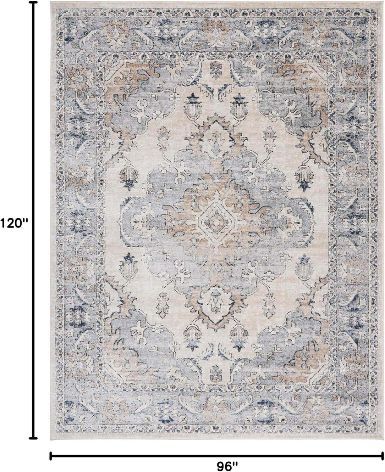 image:imageSAFAVIEH Oregon Collection Area Rug 8 x 10 Beige amp Grey Oriental Distressed Design NonShedding amp Easy Care Ideal for High Traffic Areas in Living Room Bedroom ORE898BBeigeGrey