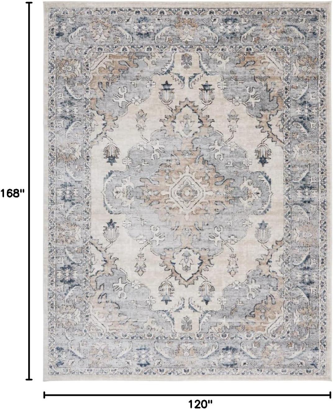 image:imageSAFAVIEH Oregon Collection Area Rug 8 x 10 Beige amp Grey Oriental Distressed Design NonShedding amp Easy Care Ideal for High Traffic Areas in Living Room Bedroom ORE898BBeigeGrey