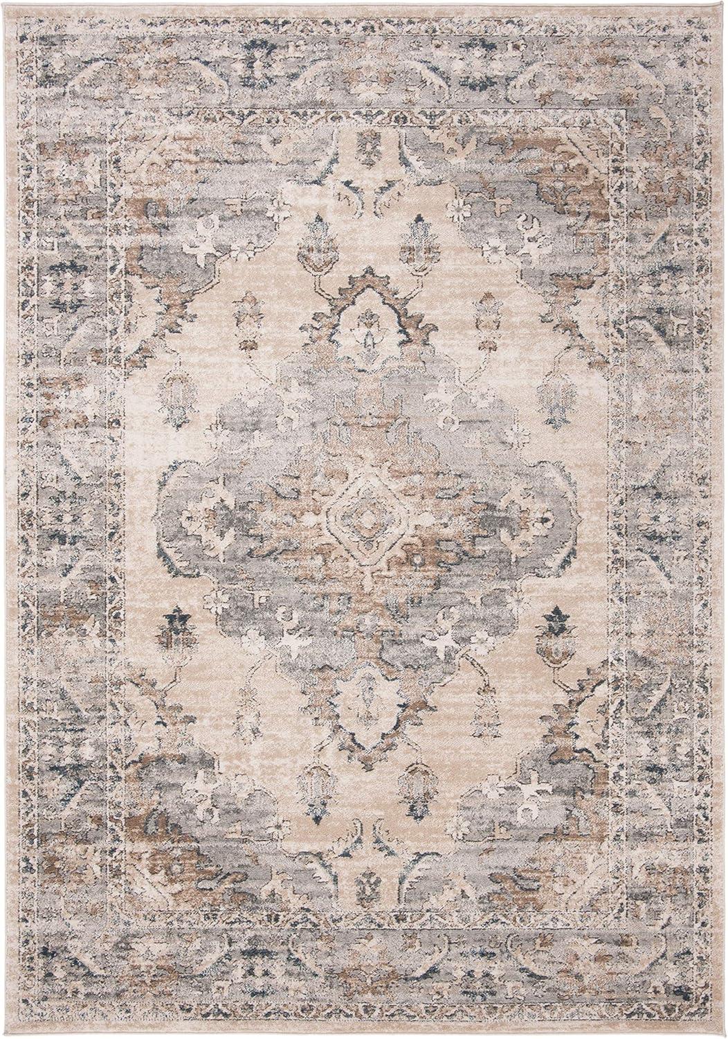image:imageSAFAVIEH Oregon Collection Area Rug 8 x 10 Beige amp Grey Oriental Distressed Design NonShedding amp Easy Care Ideal for High Traffic Areas in Living Room Bedroom ORE898BBeigeGrey