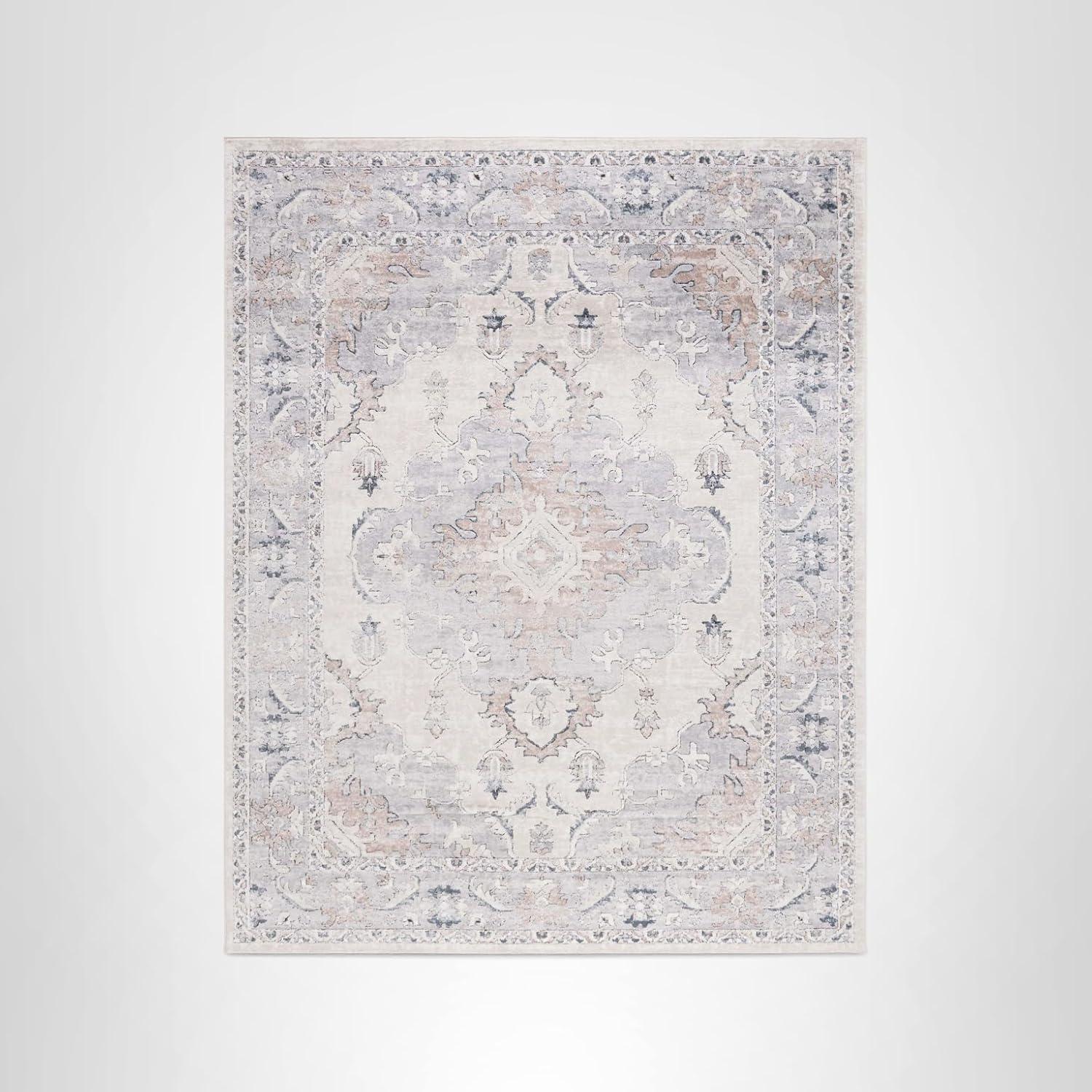 image:imageSAFAVIEH Oregon Collection Area Rug 8 x 10 Beige amp Grey Oriental Distressed Design NonShedding amp Easy Care Ideal for High Traffic Areas in Living Room Bedroom ORE898BBeigeGrey