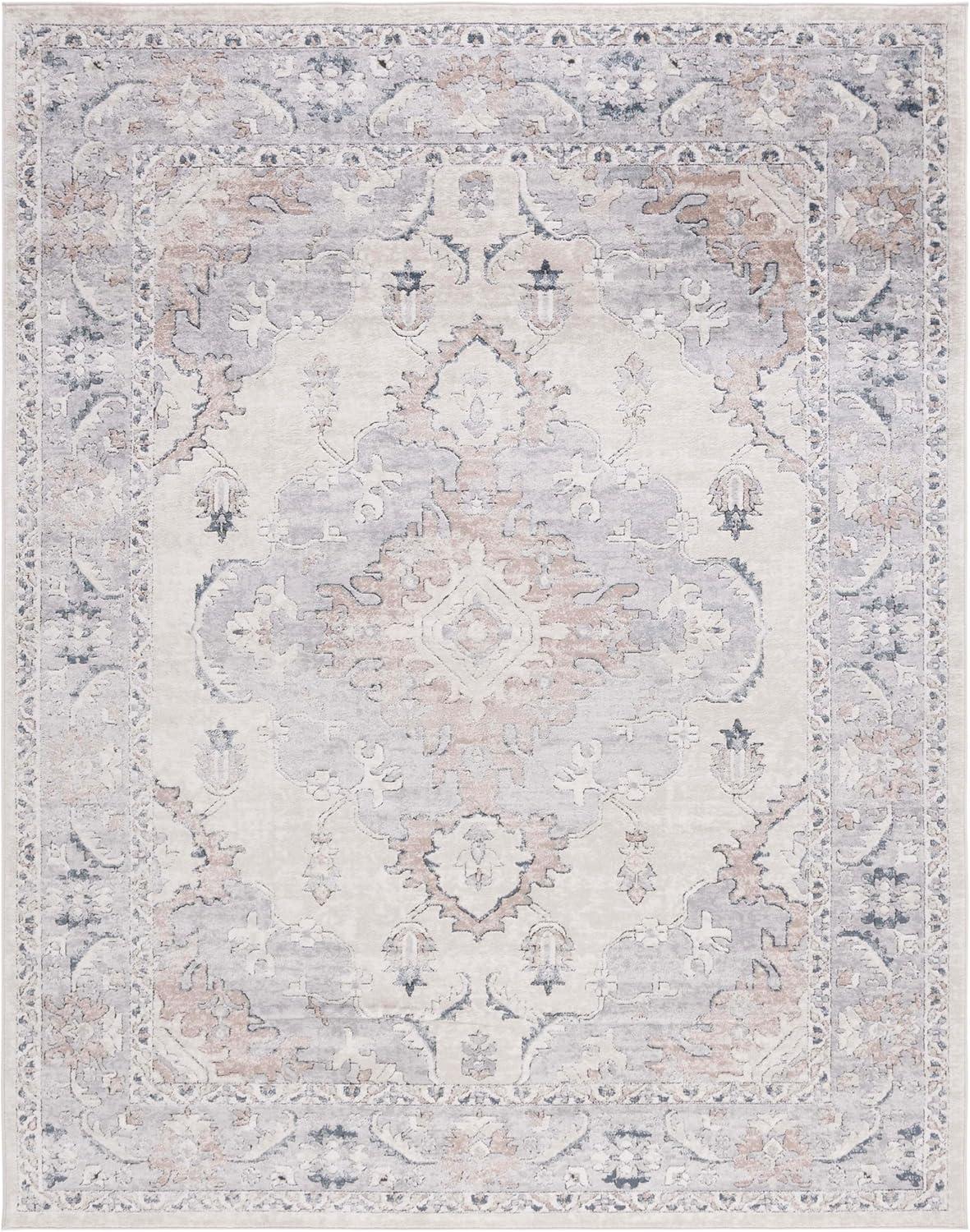 image:imageSAFAVIEH Oregon Collection Area Rug 8 x 10 Beige amp Grey Oriental Distressed Design NonShedding amp Easy Care Ideal for High Traffic Areas in Living Room Bedroom ORE898BBeigeGrey