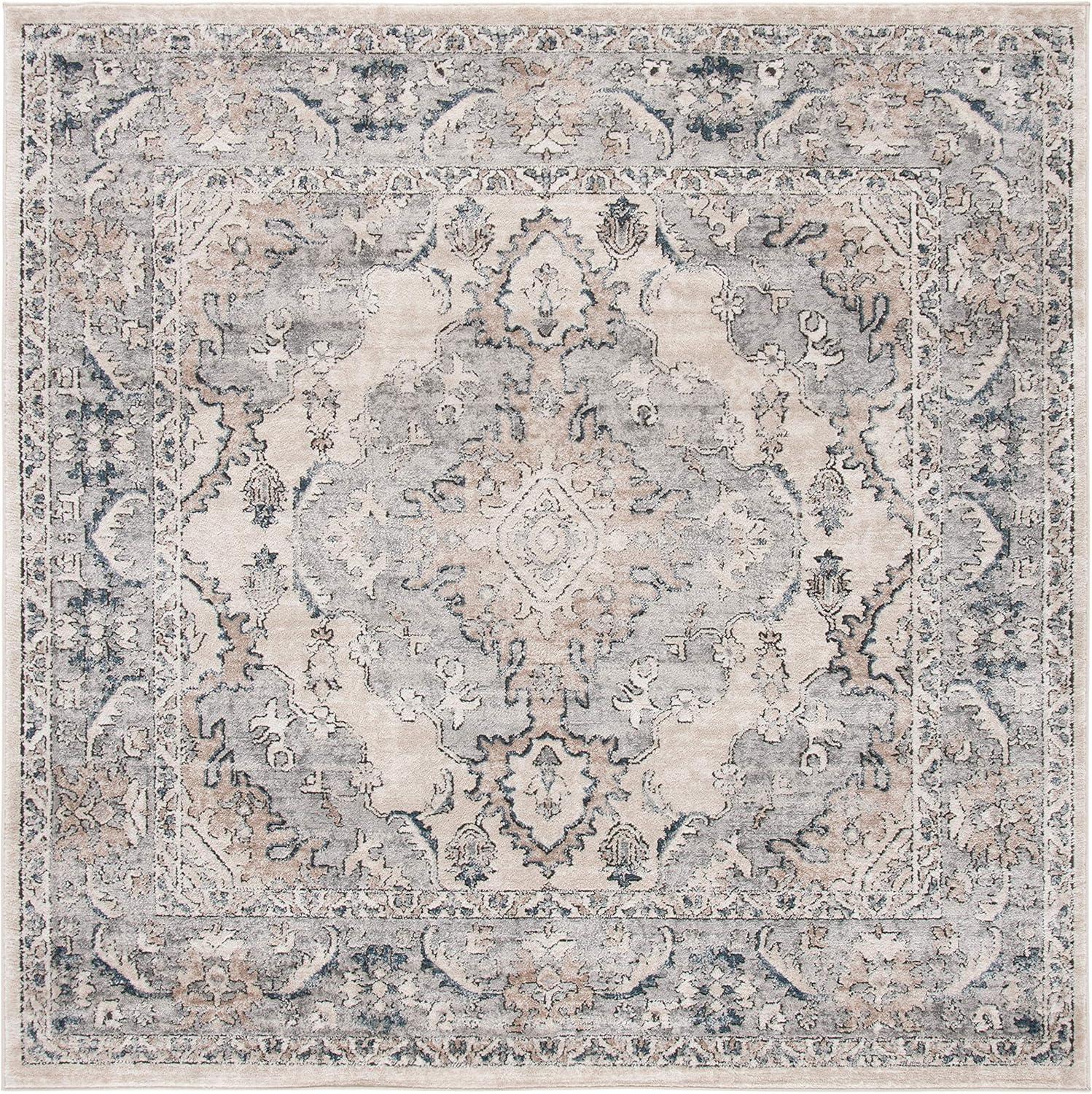 image:imageSAFAVIEH Oregon Collection Area Rug 8 x 10 Beige amp Grey Oriental Distressed Design NonShedding amp Easy Care Ideal for High Traffic Areas in Living Room Bedroom ORE898BBeigeGrey