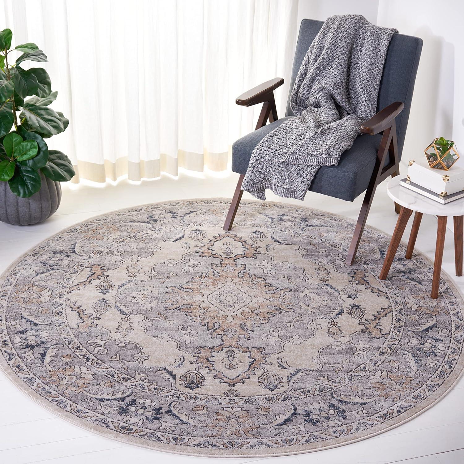 image:imageSAFAVIEH Oregon Collection Area Rug 8 x 10 Beige amp Grey Oriental Distressed Design NonShedding amp Easy Care Ideal for High Traffic Areas in Living Room Bedroom ORE898BBeigeGrey