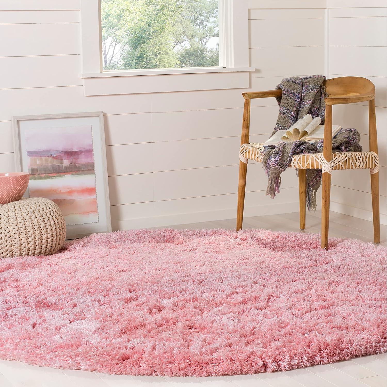 image:imageSAFAVIEH Polar Shag Collection Area Rug 51 x 76 Light Turquoise Solid Glam Design NonShedding amp Easy Care 3inch Thick Ideal for High Traffic Areas in Living Room Bedroom PSG800TLight Pink