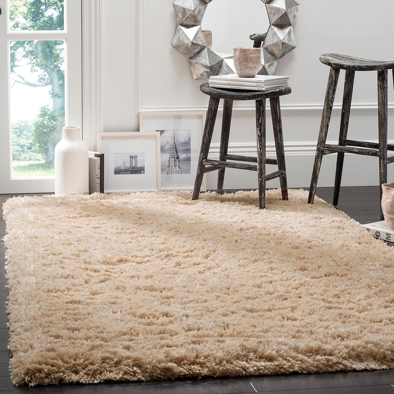 image:imageSAFAVIEH Polar Shag Collection Area Rug 51 x 76 Light Turquoise Solid Glam Design NonShedding amp Easy Care 3inch Thick Ideal for High Traffic Areas in Living Room Bedroom PSG800TMushroom