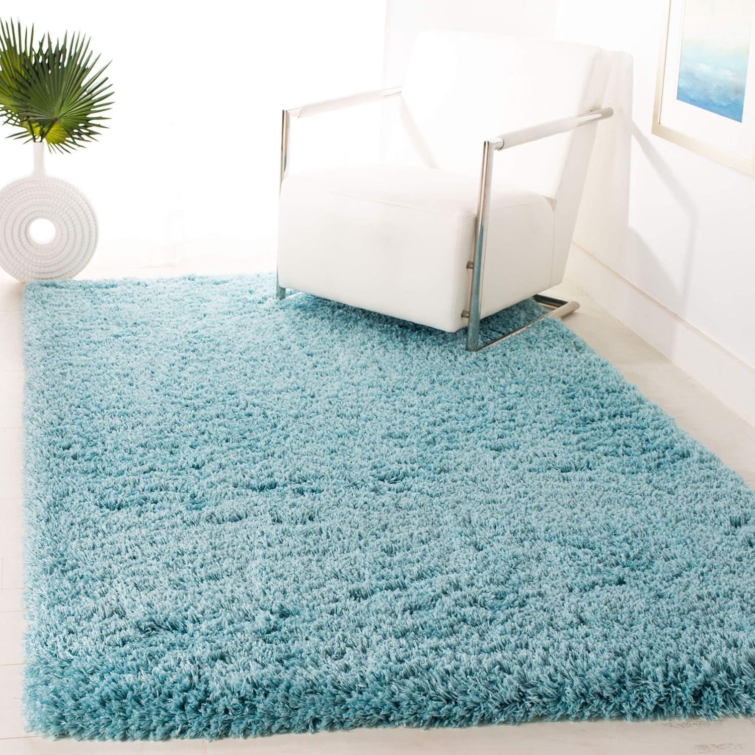 image:imageSAFAVIEH Polar Shag Collection Area Rug 51 x 76 Light Turquoise Solid Glam Design NonShedding amp Easy Care 3inch Thick Ideal for High Traffic Areas in Living Room Bedroom PSG800TLight Turquoise
