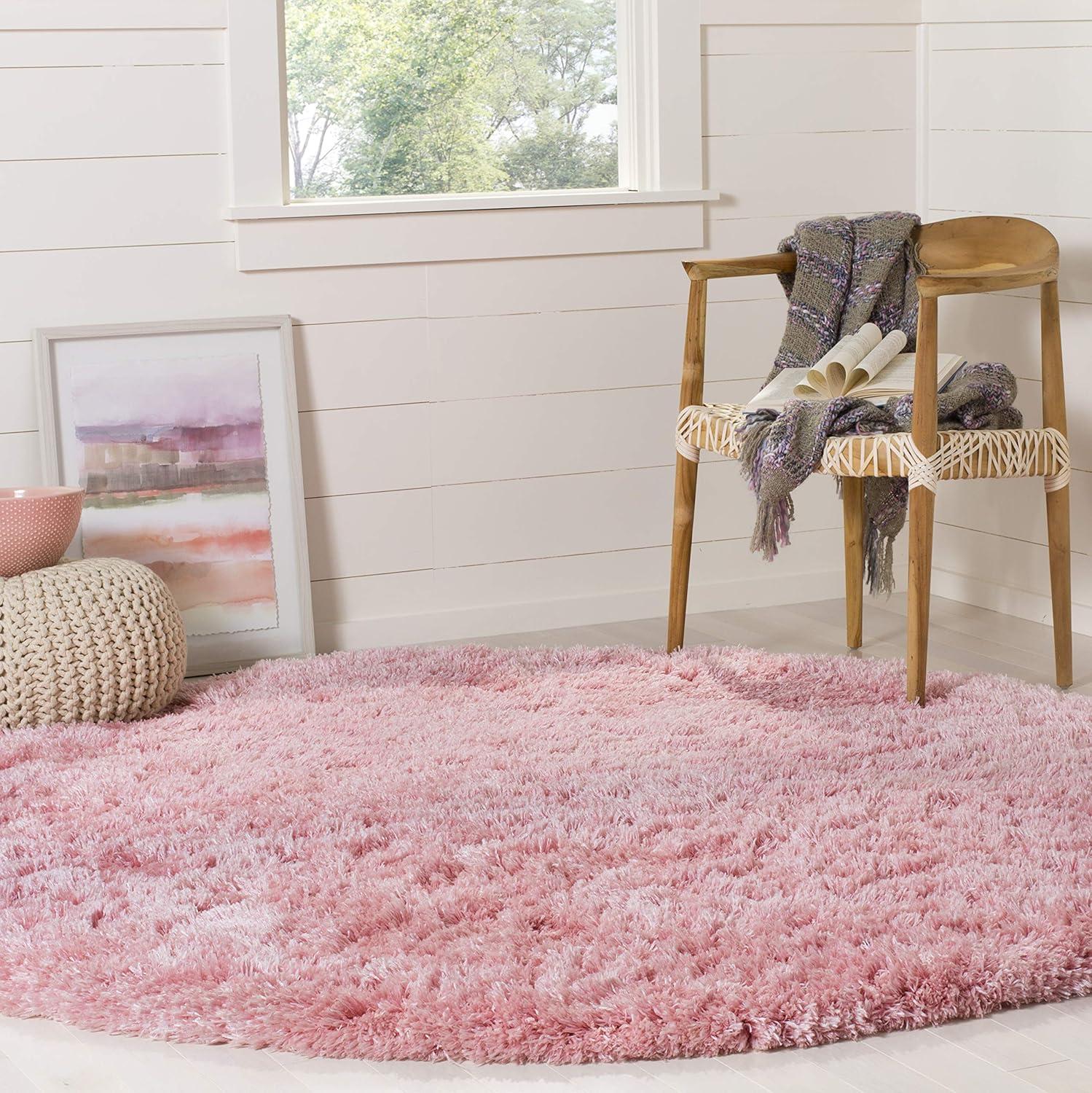 image:imageSAFAVIEH Polar Shag Collection Area Rug 51 x 76 Light Turquoise Solid Glam Design NonShedding amp Easy Care 3inch Thick Ideal for High Traffic Areas in Living Room Bedroom PSG800TLight Pink