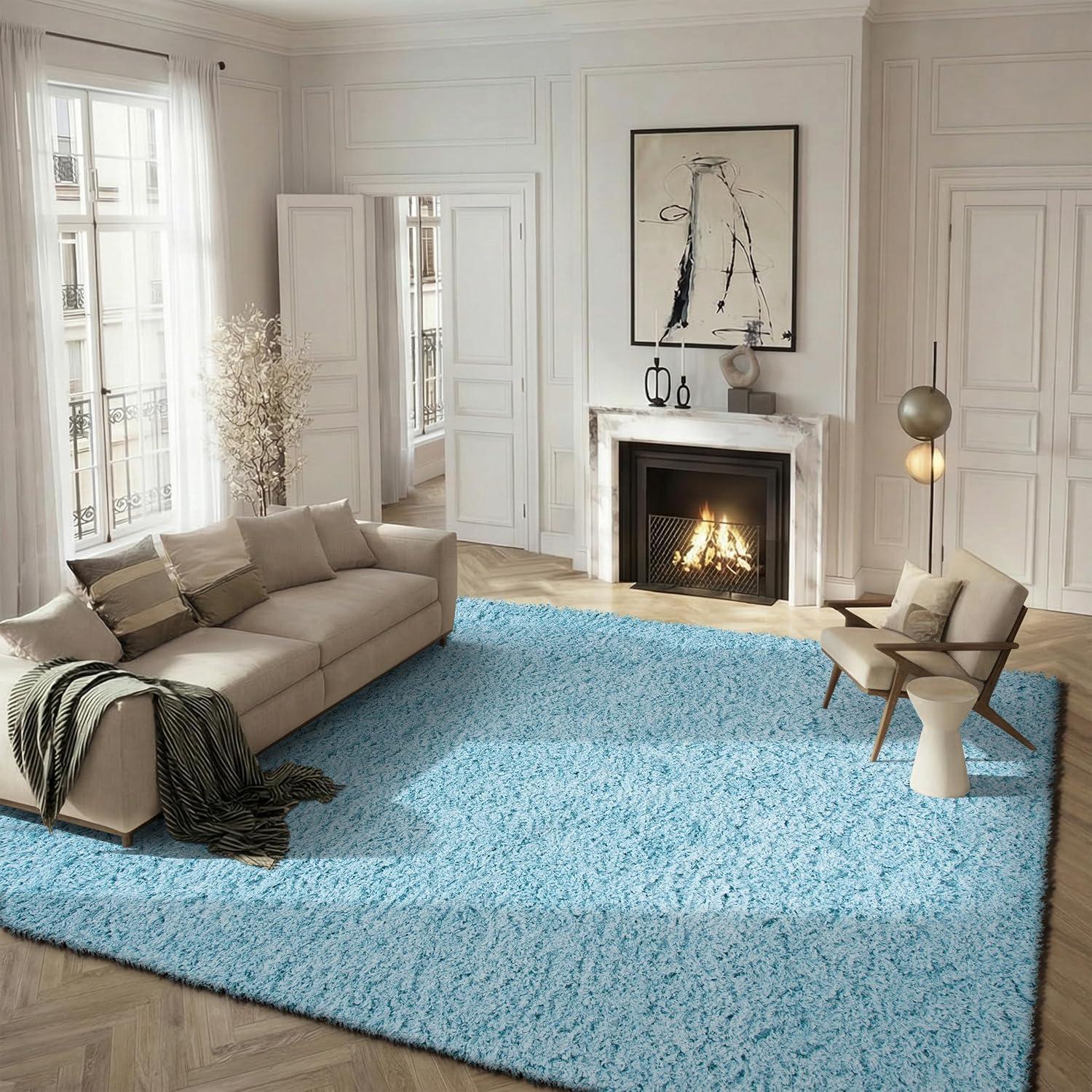 image:imageSAFAVIEH Polar Shag Collection Area Rug 51 x 76 Light Turquoise Solid Glam Design NonShedding amp Easy Care 3inch Thick Ideal for High Traffic Areas in Living Room Bedroom PSG800TLight Turquoise