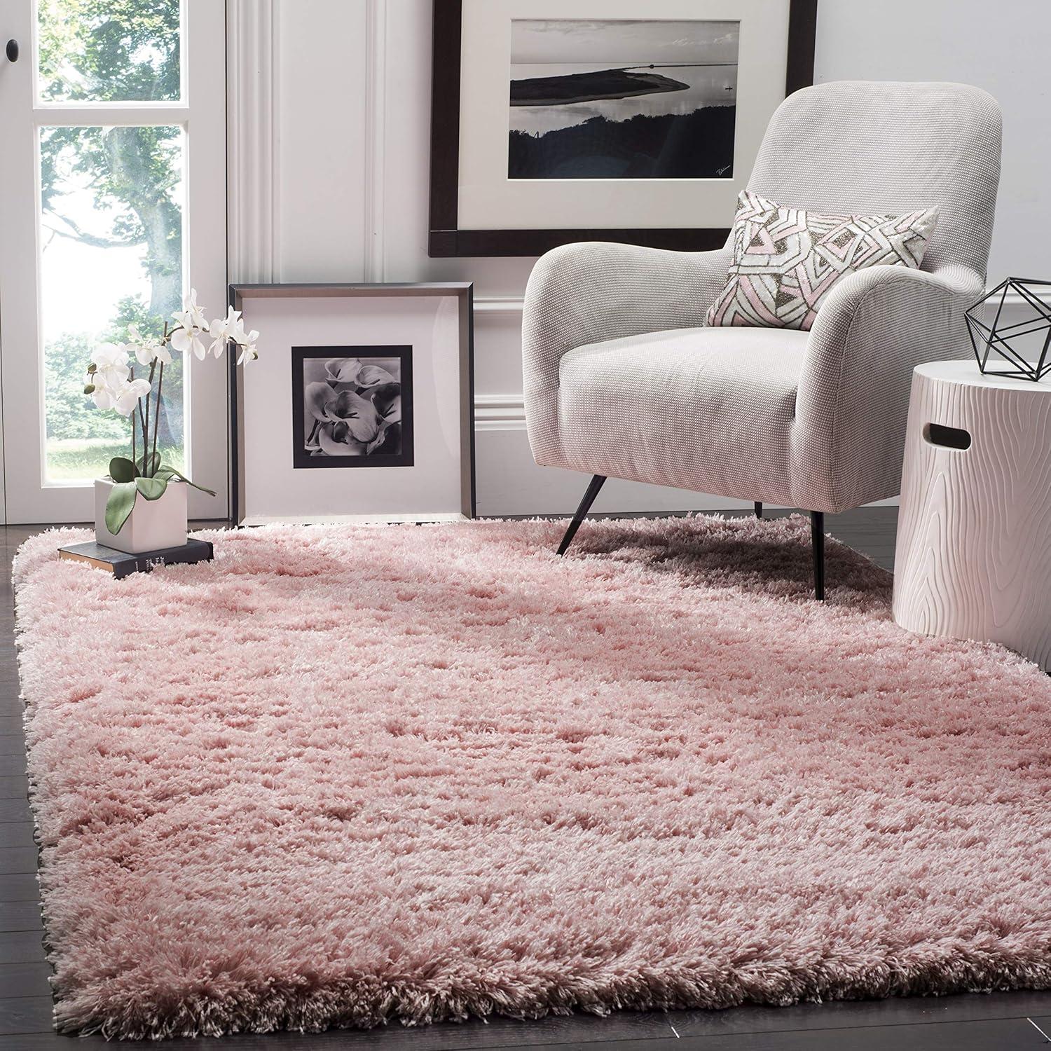 image:imageSAFAVIEH Polar Shag Collection Area Rug 51 x 76 Light Turquoise Solid Glam Design NonShedding amp Easy Care 3inch Thick Ideal for High Traffic Areas in Living Room Bedroom PSG800TLight Pink