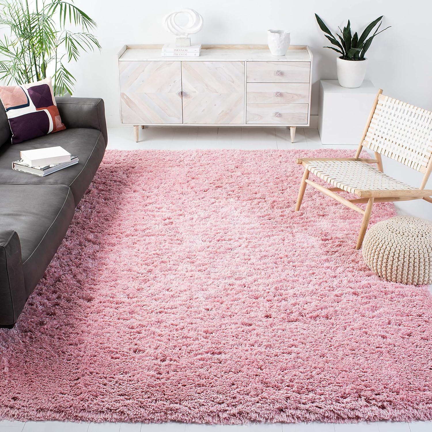 image:imageSAFAVIEH Polar Shag Collection Area Rug 51 x 76 Light Turquoise Solid Glam Design NonShedding amp Easy Care 3inch Thick Ideal for High Traffic Areas in Living Room Bedroom PSG800TLight Pink