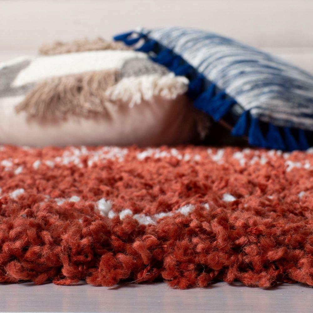 image:imageSAFAVIEH Pro Luxe Shag Collection Area Rug 5 x 8 Blue amp Creme Moroccan Boho Tassel Design NonShedding amp Easy Care 24inch Thick Ideal for High Traffic Areas in Living Room Bedroom PLX432LRustCreme
