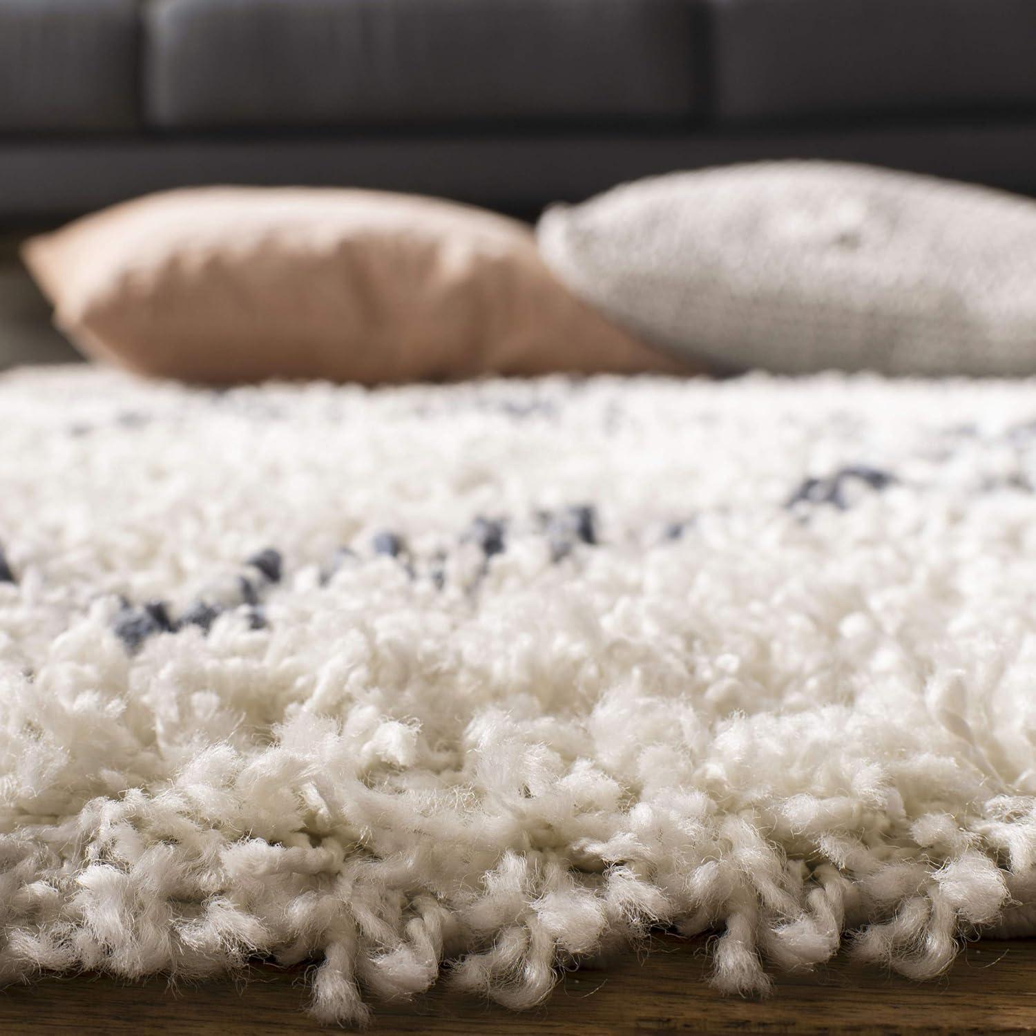 image:imageSAFAVIEH Pro Luxe Shag Collection Area Rug 5 x 8 Blue amp Creme Moroccan Boho Tassel Design NonShedding amp Easy Care 24inch Thick Ideal for High Traffic Areas in Living Room Bedroom PLX432LCreamBlue