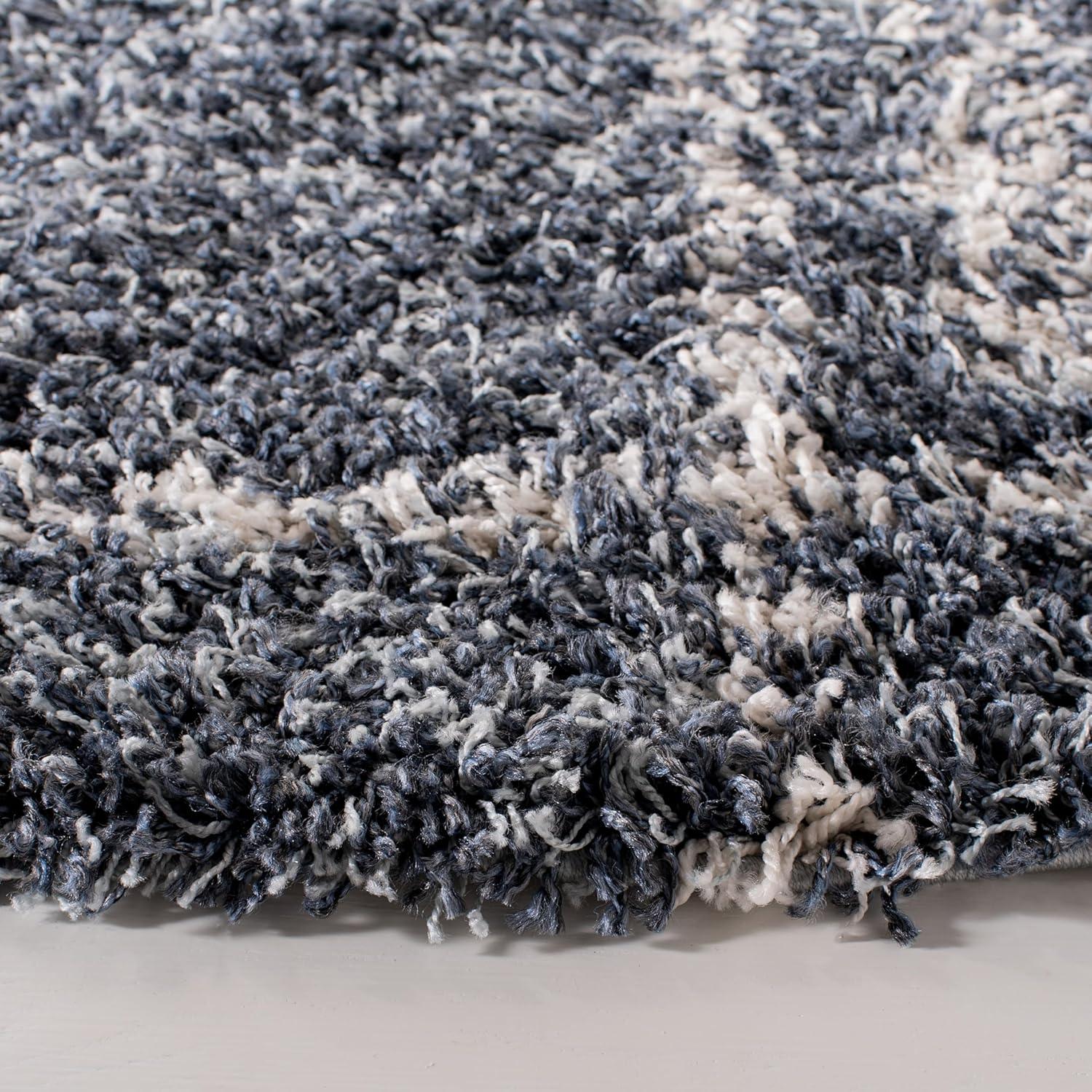 image:imageSAFAVIEH Pro Luxe Shag Collection Area Rug 5 x 8 Blue amp Creme Moroccan Boho Tassel Design NonShedding amp Easy Care 24inch Thick Ideal for High Traffic Areas in Living Room Bedroom PLX432LBlueCreme