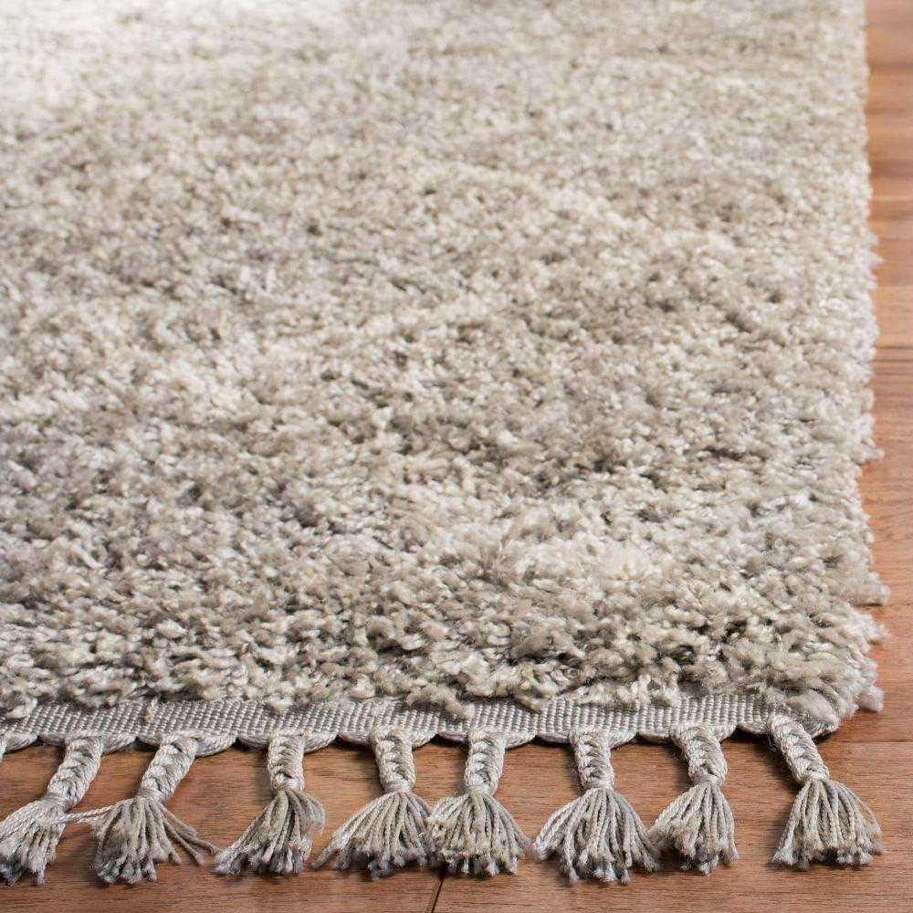 image:imageSAFAVIEH Pro Luxe Shag Collection Area Rug 5 x 8 Blue amp Creme Moroccan Boho Tassel Design NonShedding amp Easy Care 24inch Thick Ideal for High Traffic Areas in Living Room Bedroom PLX432LGreyCream