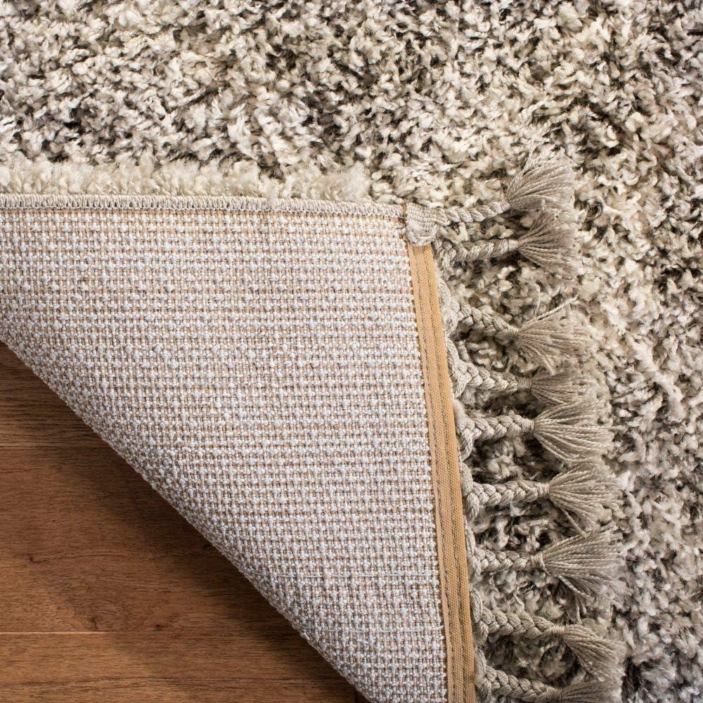 image:imageSAFAVIEH Pro Luxe Shag Collection Area Rug 5 x 8 Blue amp Creme Moroccan Boho Tassel Design NonShedding amp Easy Care 24inch Thick Ideal for High Traffic Areas in Living Room Bedroom PLX432LGreyCream
