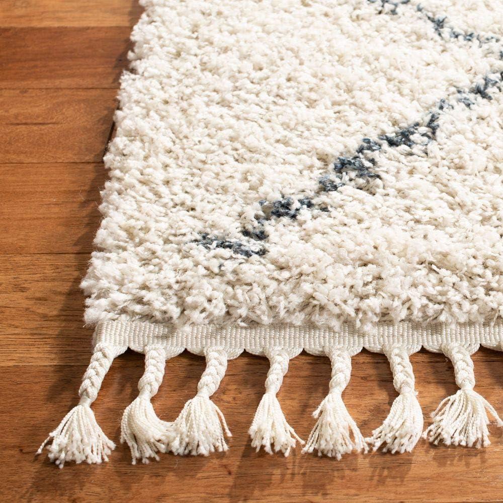 image:imageSAFAVIEH Pro Luxe Shag Collection Area Rug 5 x 8 Blue amp Creme Moroccan Boho Tassel Design NonShedding amp Easy Care 24inch Thick Ideal for High Traffic Areas in Living Room Bedroom PLX432LCreamBlue