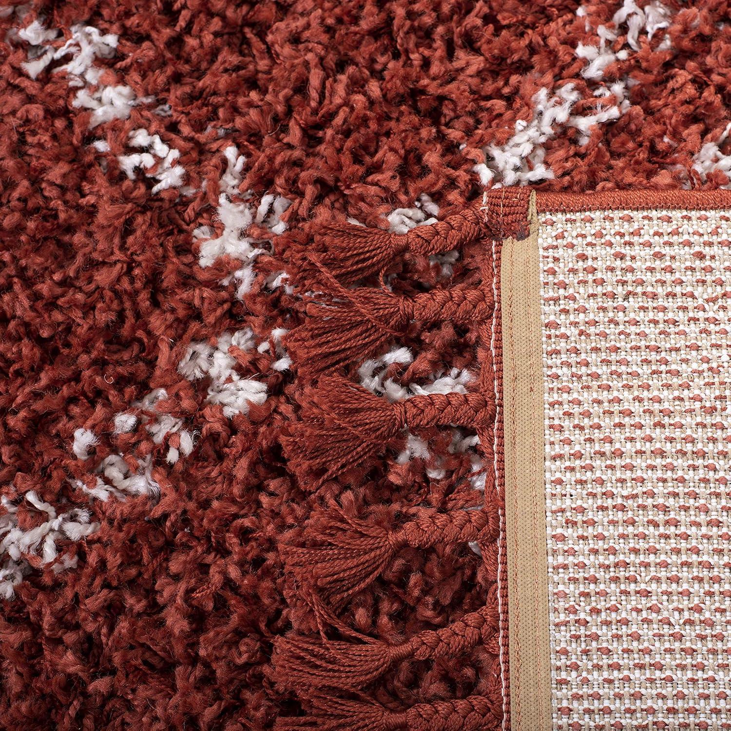 image:imageSAFAVIEH Pro Luxe Shag Collection Area Rug 5 x 8 Blue amp Creme Moroccan Boho Tassel Design NonShedding amp Easy Care 24inch Thick Ideal for High Traffic Areas in Living Room Bedroom PLX432LRustCreme