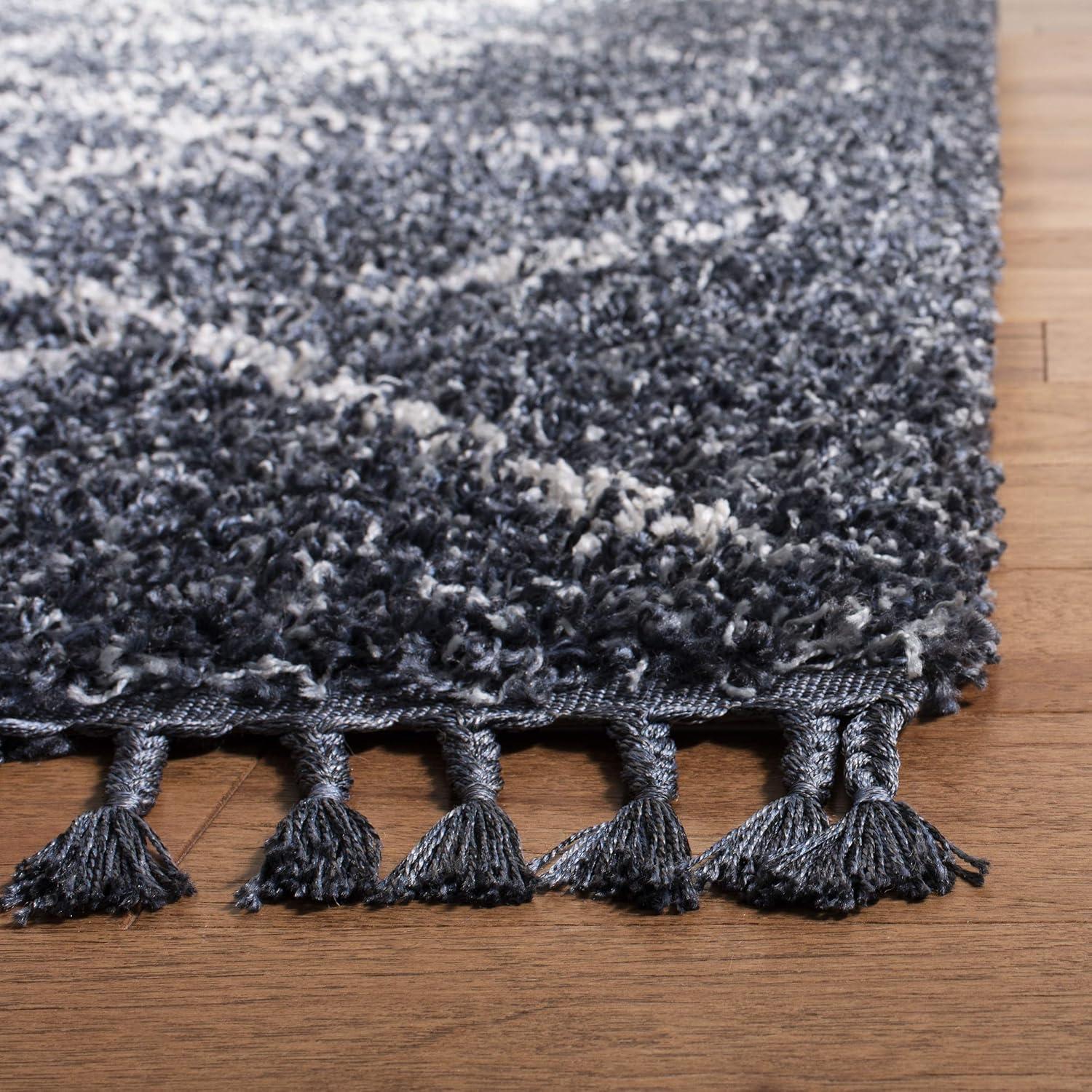image:imageSAFAVIEH Pro Luxe Shag Collection Area Rug 5 x 8 Blue amp Creme Moroccan Boho Tassel Design NonShedding amp Easy Care 24inch Thick Ideal for High Traffic Areas in Living Room Bedroom PLX432LBlueCreme