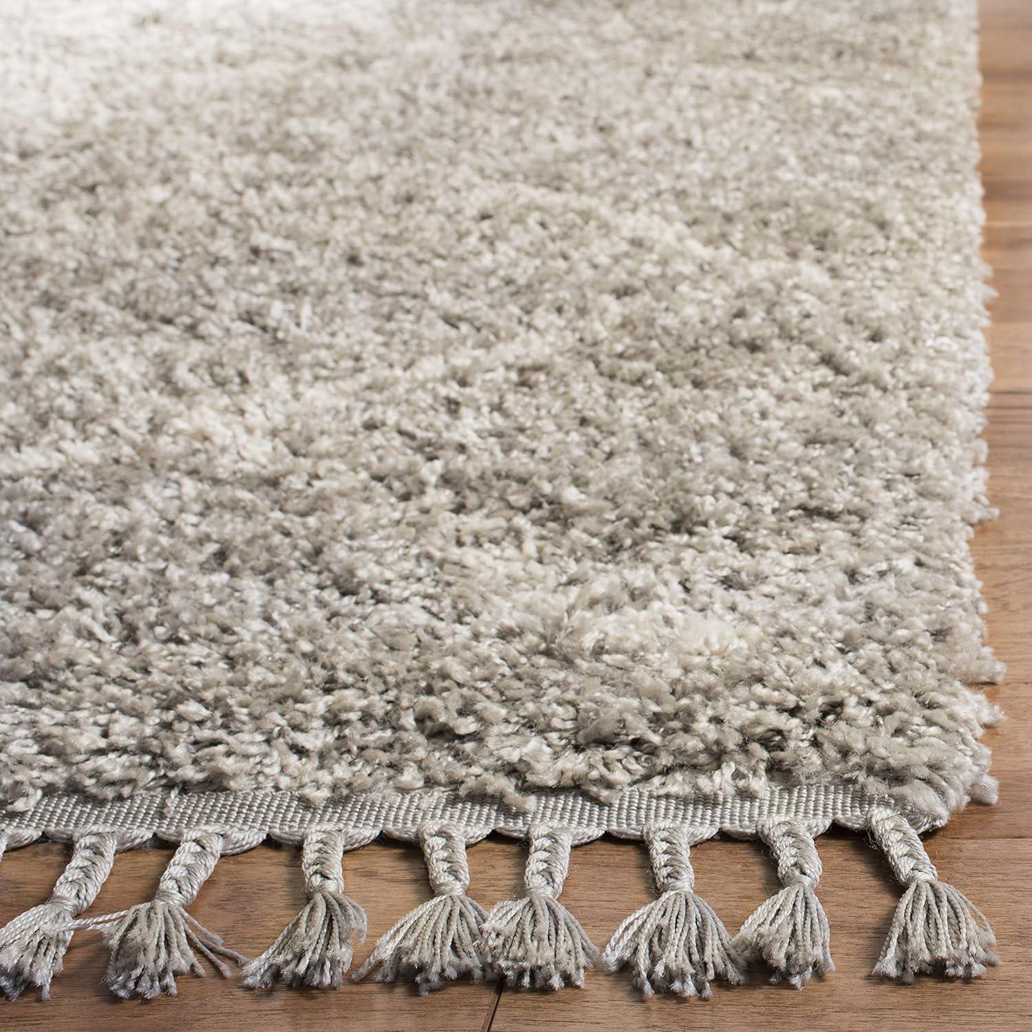 image:imageSAFAVIEH Pro Luxe Shag Collection Area Rug 5 x 8 Blue amp Creme Moroccan Boho Tassel Design NonShedding amp Easy Care 24inch Thick Ideal for High Traffic Areas in Living Room Bedroom PLX432LGreyCream