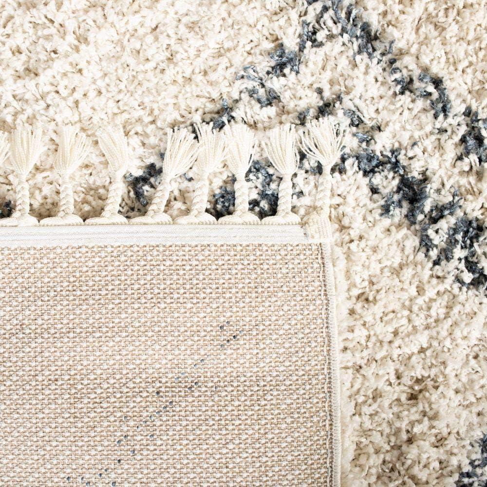 image:imageSAFAVIEH Pro Luxe Shag Collection Area Rug 5 x 8 Blue amp Creme Moroccan Boho Tassel Design NonShedding amp Easy Care 24inch Thick Ideal for High Traffic Areas in Living Room Bedroom PLX432LCreamBlue
