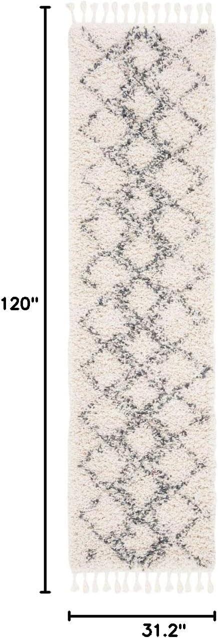 image:imageSAFAVIEH Pro Luxe Shag Collection Area Rug 5 x 8 Blue amp Creme Moroccan Boho Tassel Design NonShedding amp Easy Care 24inch Thick Ideal for High Traffic Areas in Living Room Bedroom PLX432LCreamBlue