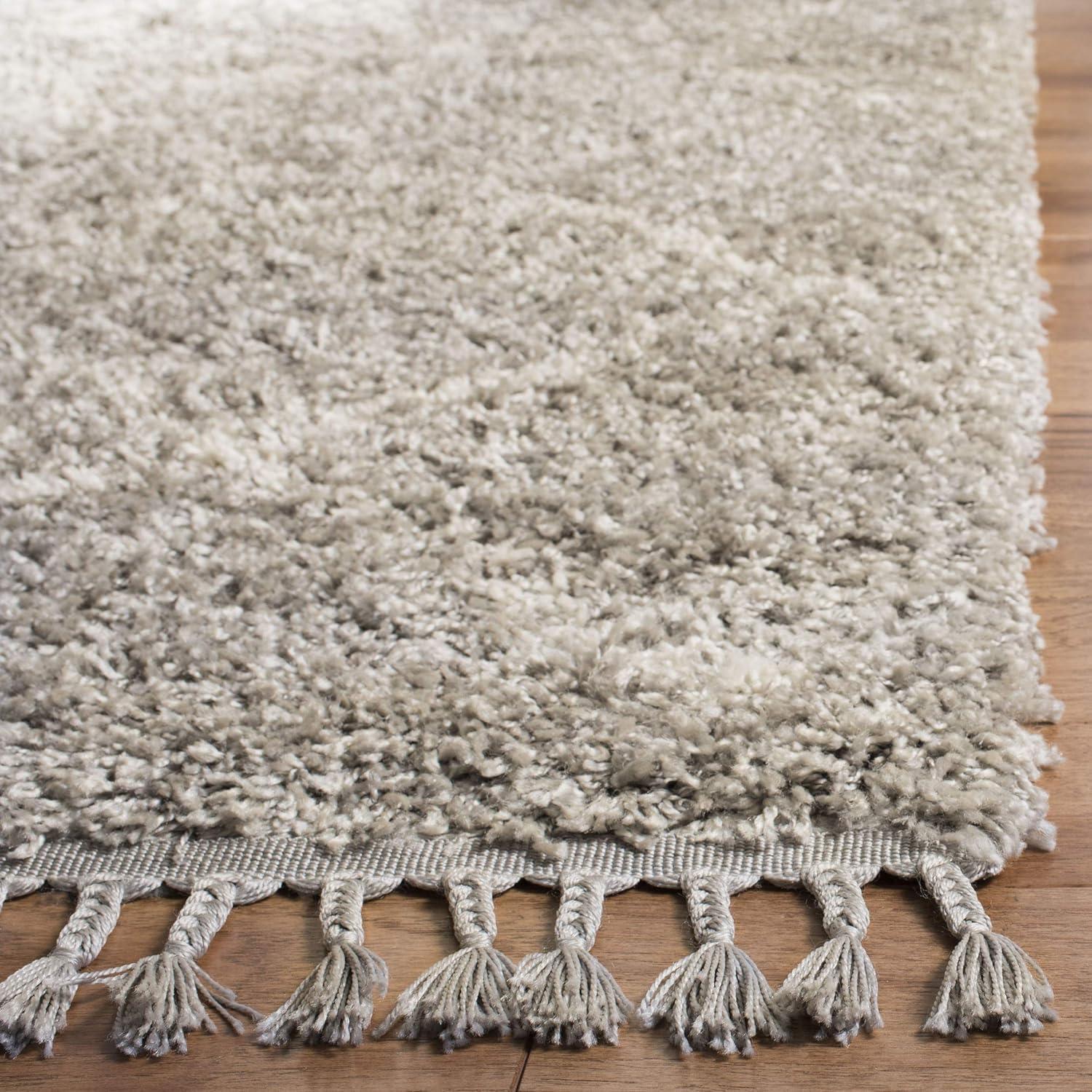 image:imageSAFAVIEH Pro Luxe Shag Collection Area Rug 5 x 8 Blue amp Creme Moroccan Boho Tassel Design NonShedding amp Easy Care 24inch Thick Ideal for High Traffic Areas in Living Room Bedroom PLX432LGreyCream