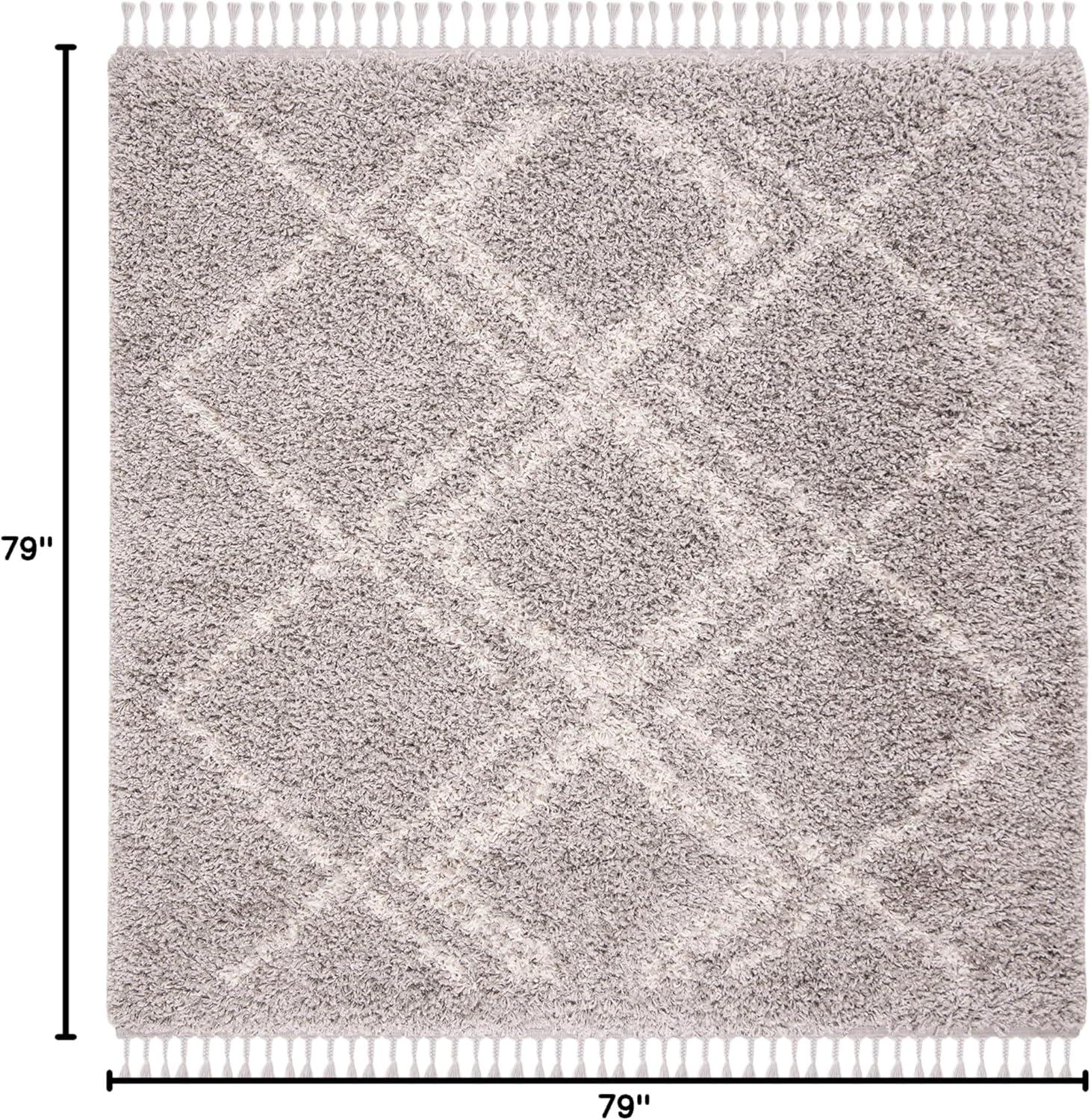 image:imageSAFAVIEH Pro Luxe Shag Collection Area Rug 5 x 8 Blue amp Creme Moroccan Boho Tassel Design NonShedding amp Easy Care 24inch Thick Ideal for High Traffic Areas in Living Room Bedroom PLX432LGreyCream
