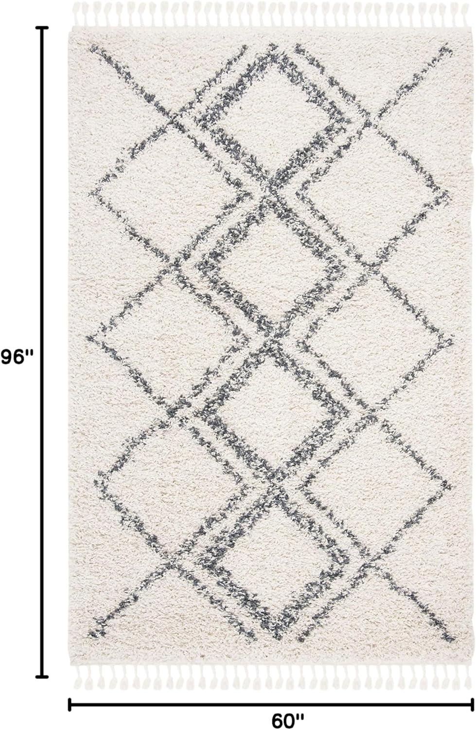 image:imageSAFAVIEH Pro Luxe Shag Collection Area Rug 5 x 8 Blue amp Creme Moroccan Boho Tassel Design NonShedding amp Easy Care 24inch Thick Ideal for High Traffic Areas in Living Room Bedroom PLX432LCreamBlue