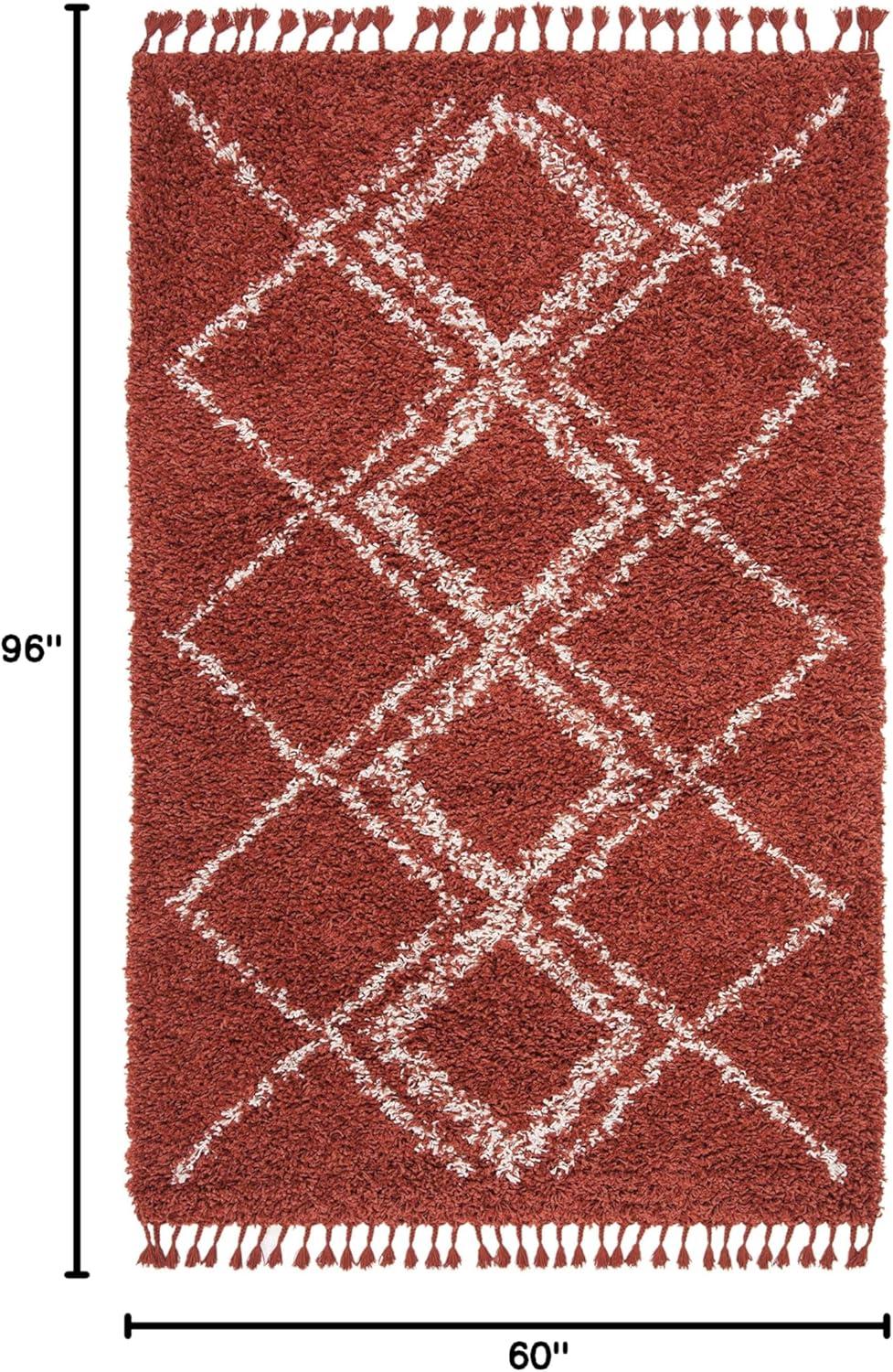 image:imageSAFAVIEH Pro Luxe Shag Collection Area Rug 5 x 8 Blue amp Creme Moroccan Boho Tassel Design NonShedding amp Easy Care 24inch Thick Ideal for High Traffic Areas in Living Room Bedroom PLX432LRustCreme