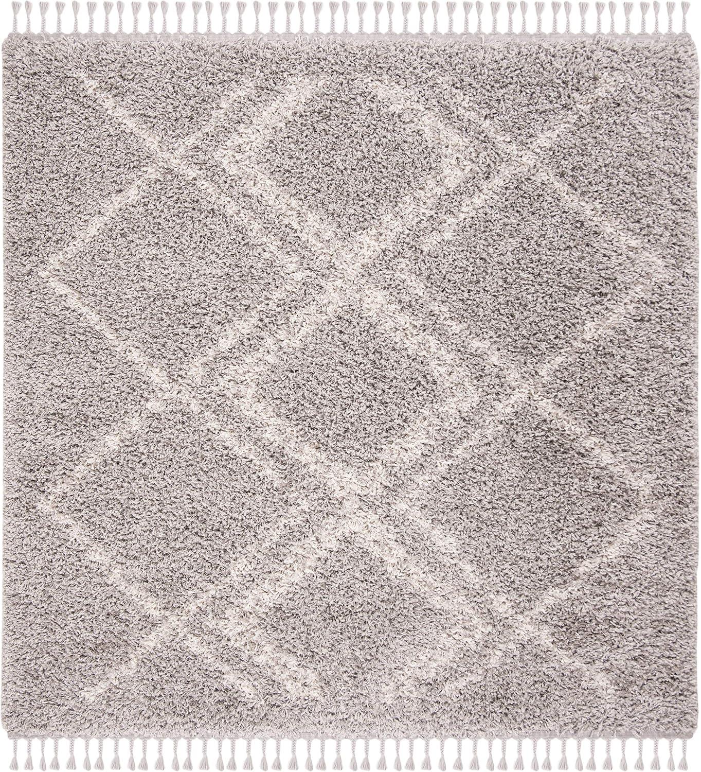 image:imageSAFAVIEH Pro Luxe Shag Collection Area Rug 5 x 8 Blue amp Creme Moroccan Boho Tassel Design NonShedding amp Easy Care 24inch Thick Ideal for High Traffic Areas in Living Room Bedroom PLX432LGreyCream