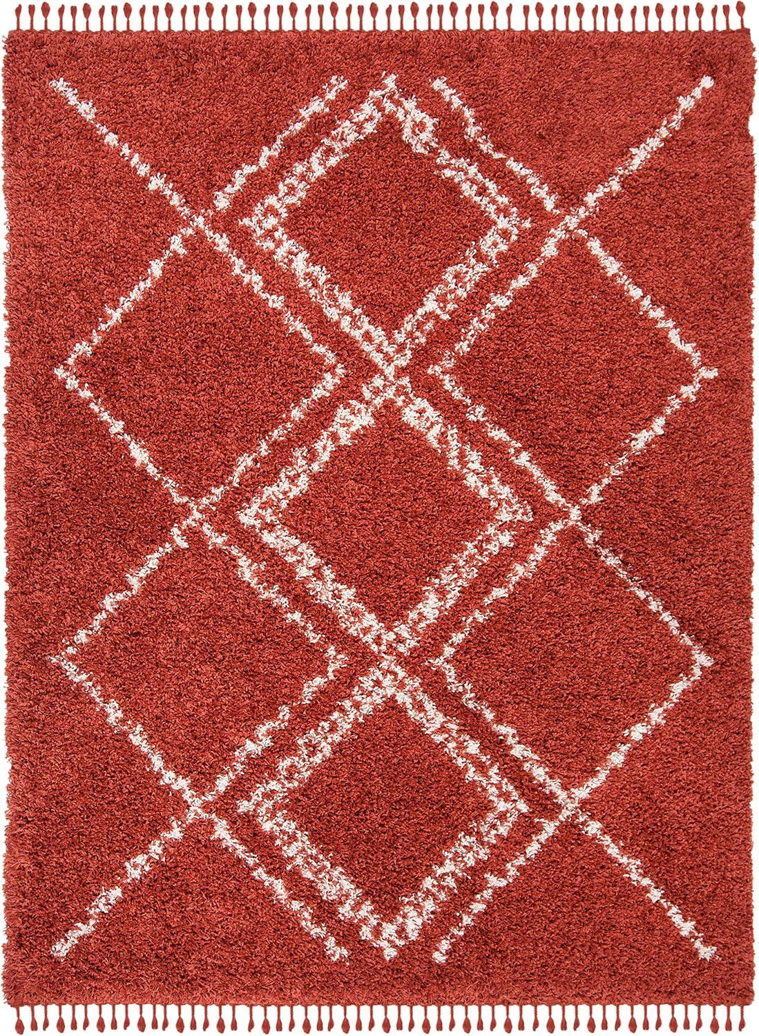 image:imageSAFAVIEH Pro Luxe Shag Collection Area Rug 5 x 8 Blue amp Creme Moroccan Boho Tassel Design NonShedding amp Easy Care 24inch Thick Ideal for High Traffic Areas in Living Room Bedroom PLX432LRustCreme